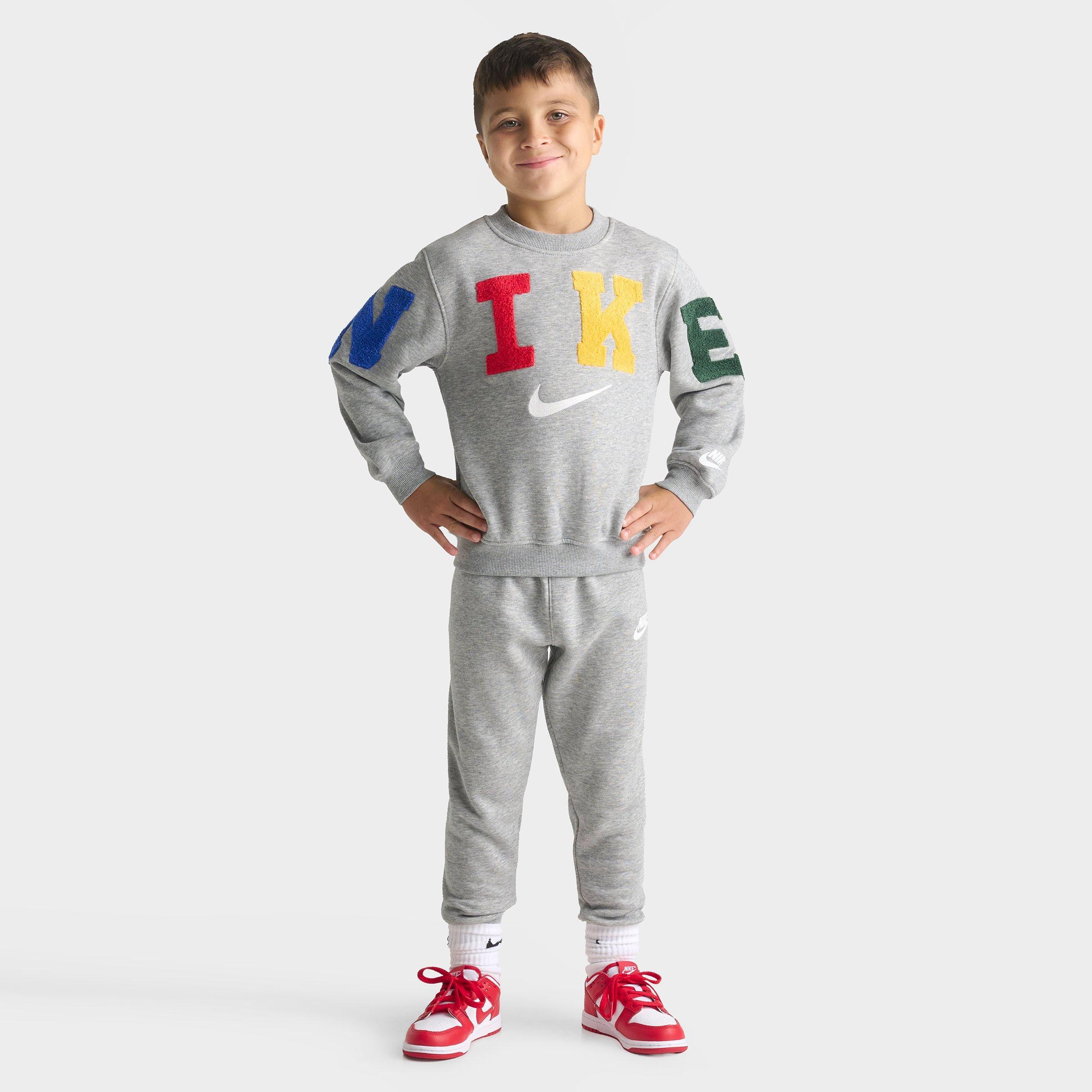 Little Kids' Nike Chenille Crewneck Sweatshirt and Jogger Pants Set