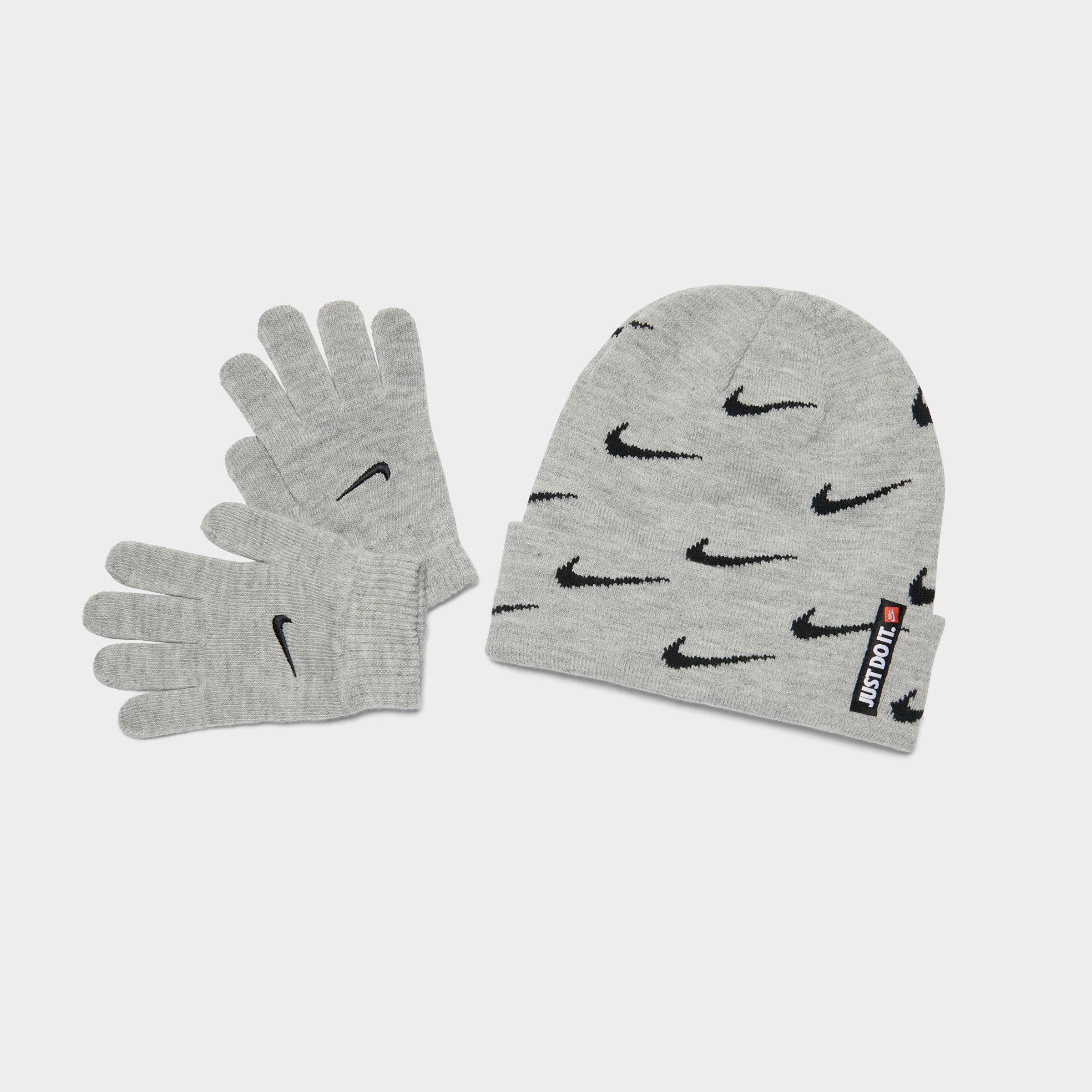 Kids' Nike Swoosh Repeat Allover Print Beanie and Gloves Set
