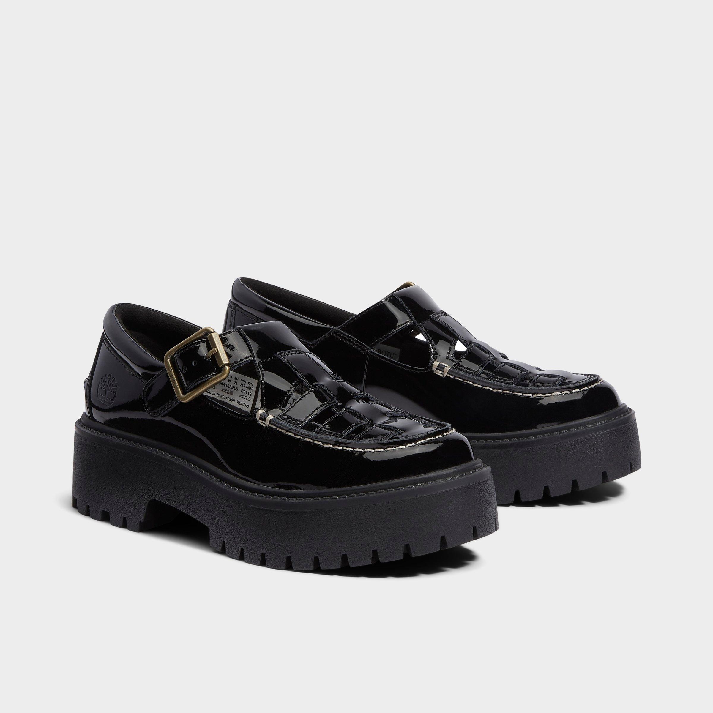 Women's Timberland Patent Leather Stone Street Platform Buckle Casual Shoes