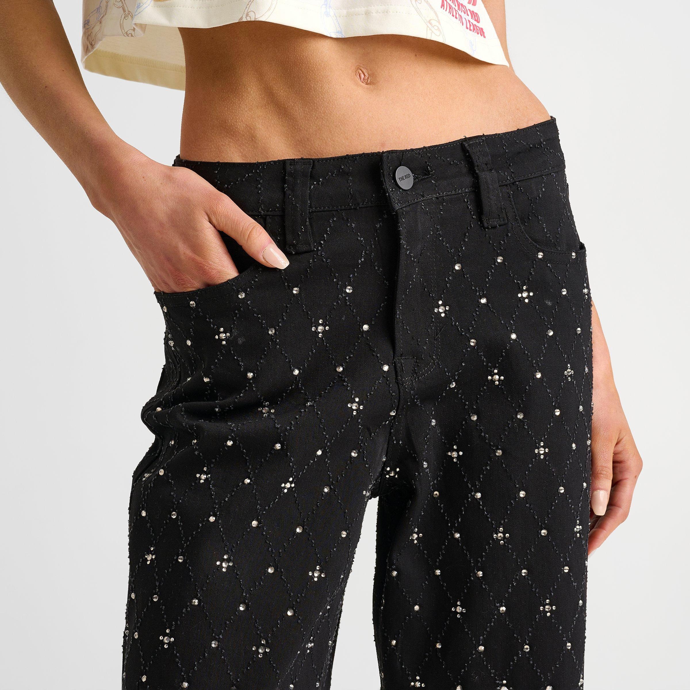 Women's Smoke Rise Alex Mid-Rise Wide Leg Rhinestone Denim Pants