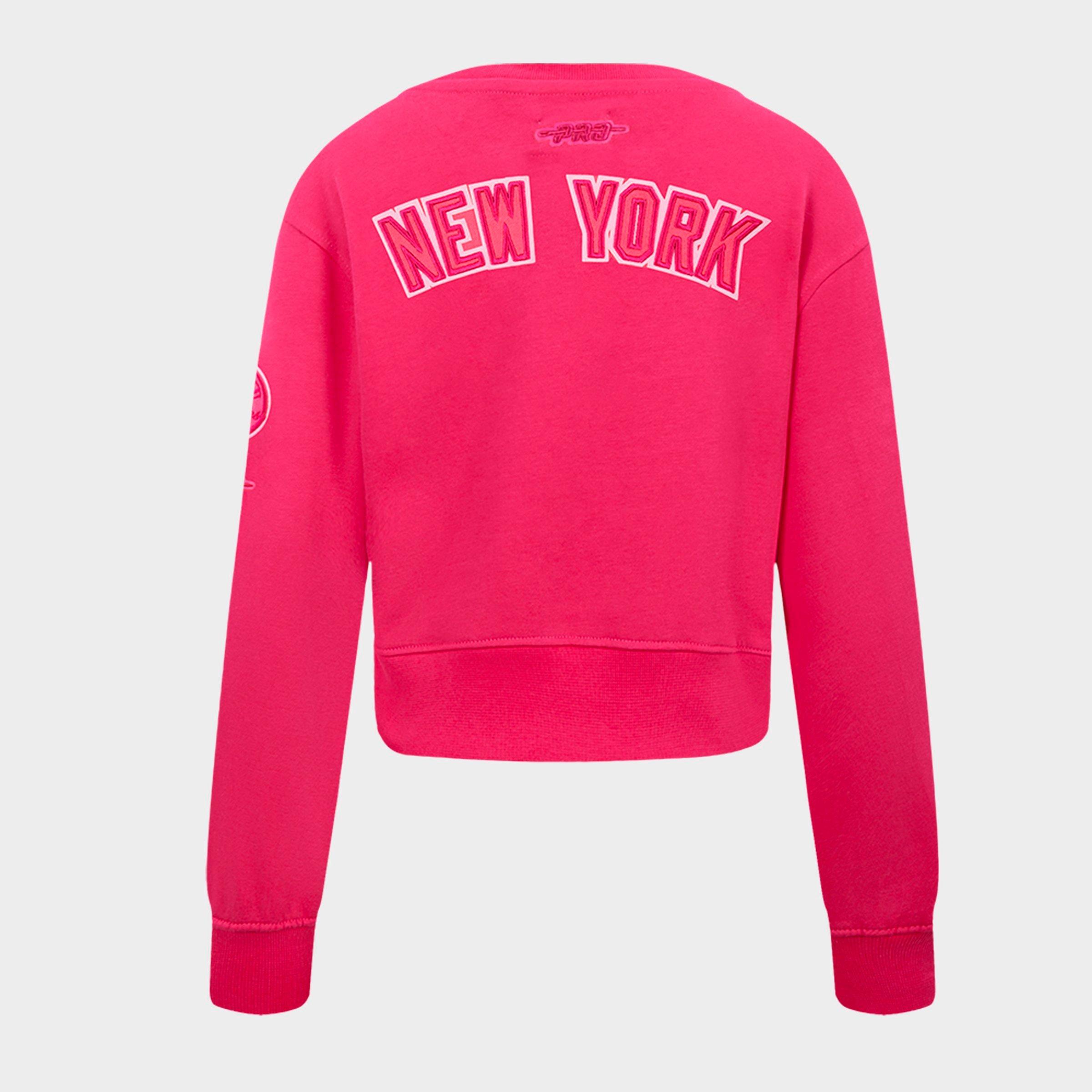 Girls' Big Kids' Pro Standard New York Yankees MLB Cropped Fleece Crewneck Sweatshirt