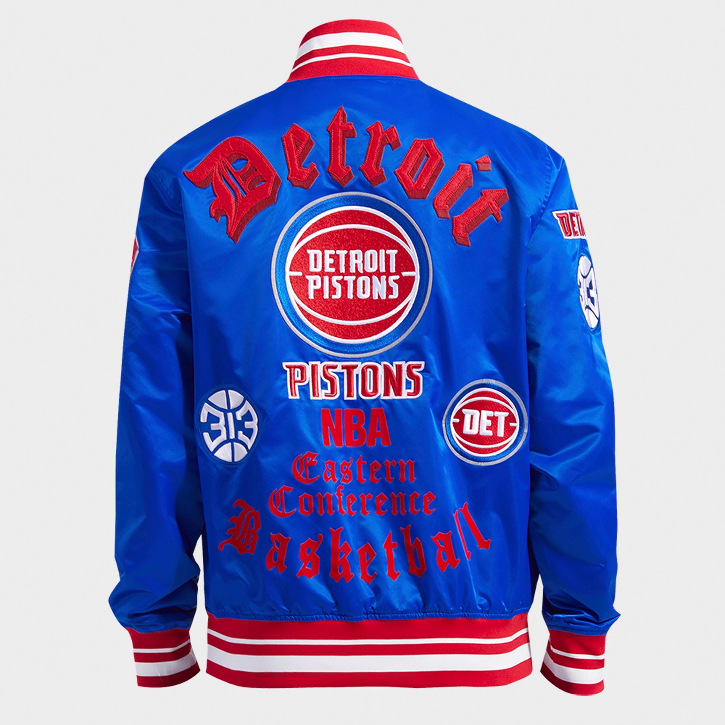 Men's Pro Standard Detroit Pistons NBA Old English Satin Jacket
