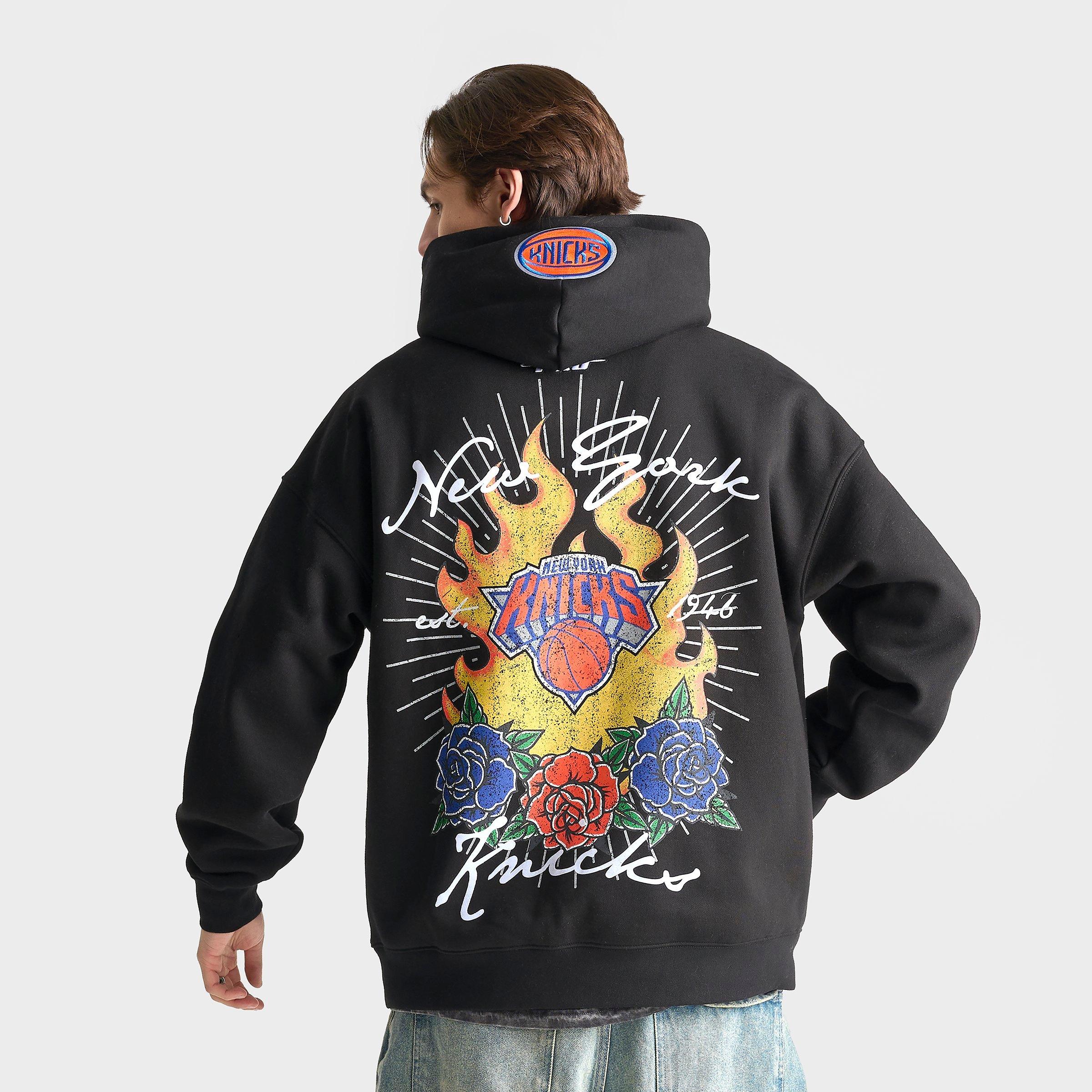 Men's Pro Standard New York Knicks NBA Fire and Roses Drop Shoulder Pullover Hoodie