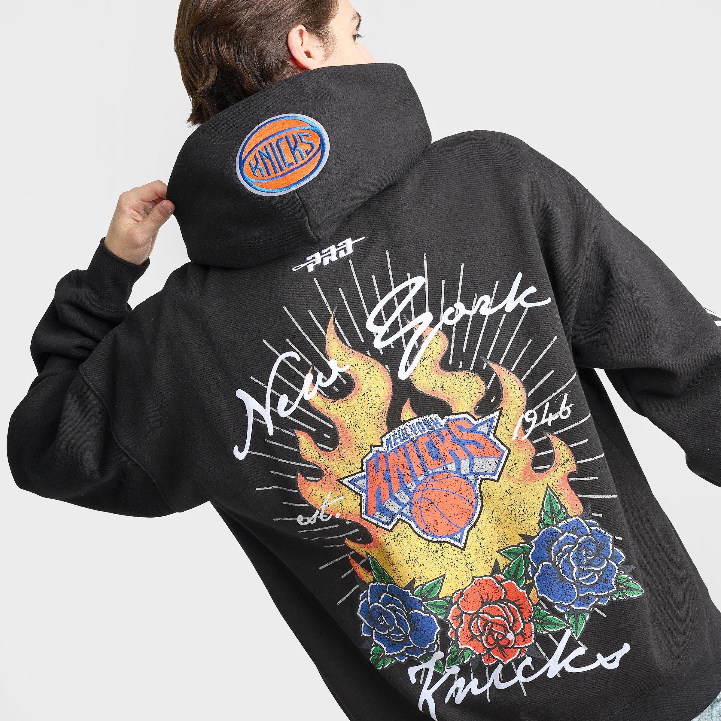 Men's Pro Standard New York Knicks NBA Fire and Roses Drop Shoulder Pullover Hoodie