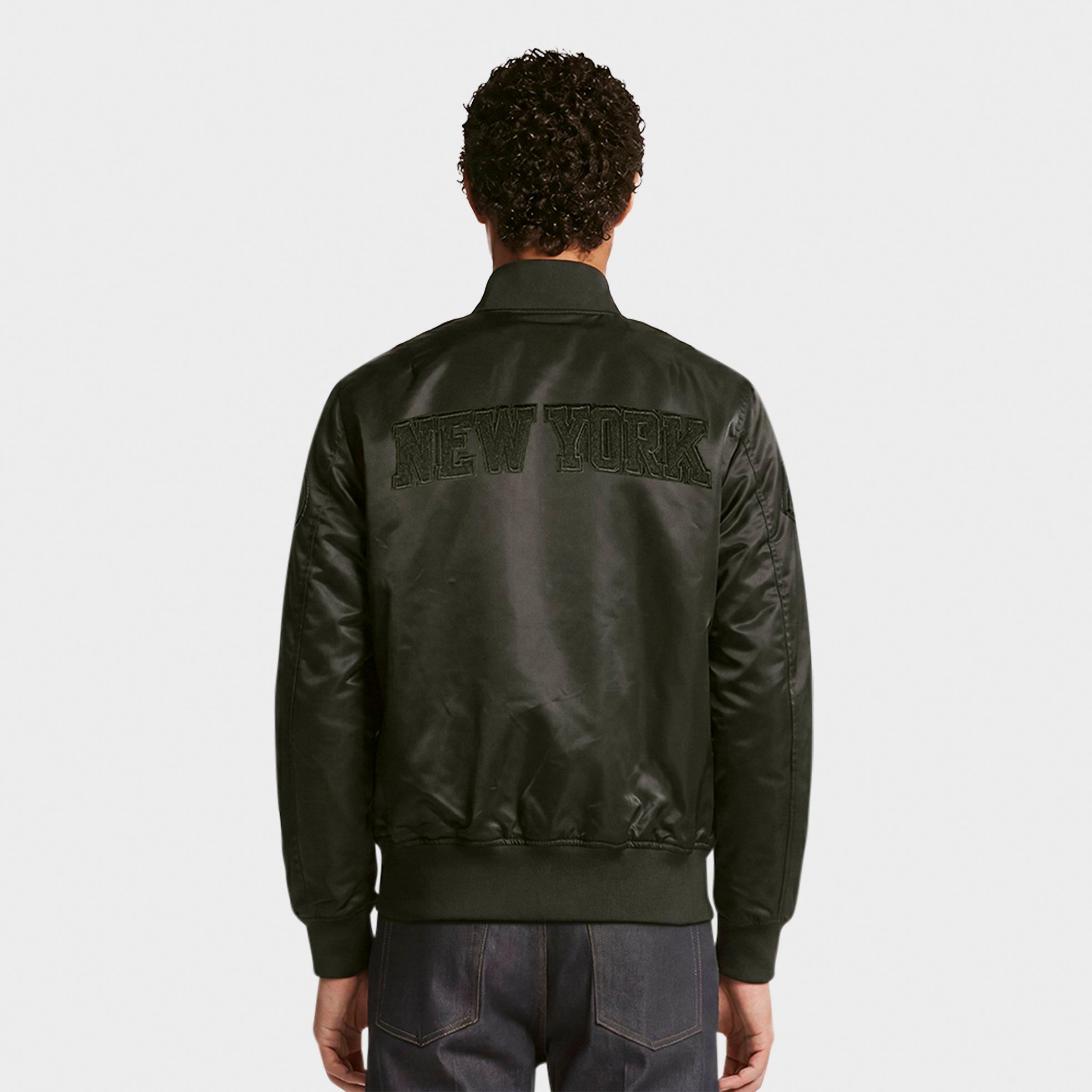 Men's Pro Standard New York Knicks NBA Triple Black Logo Satin Jacket