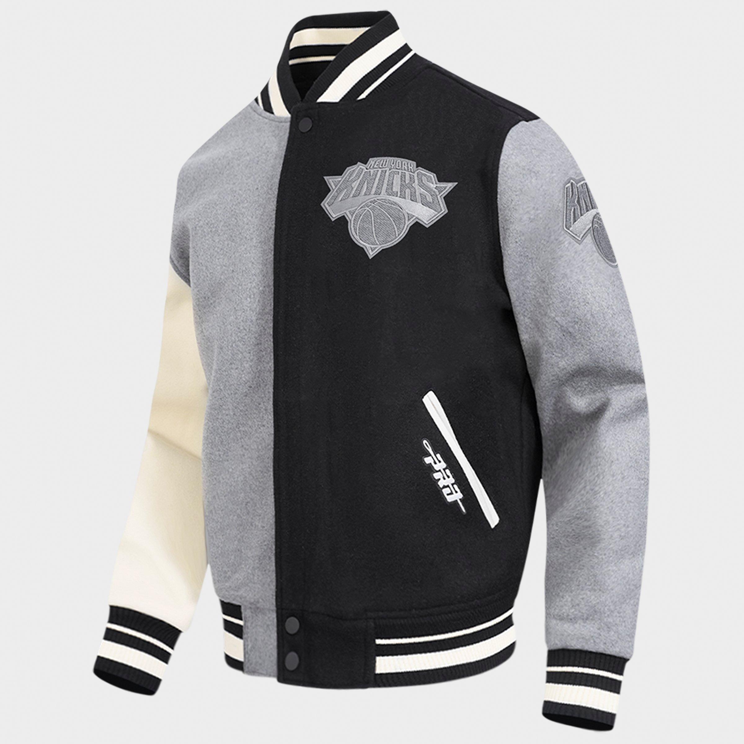 Men's Pro Standard New York Knicks NBA Reverse French Terry Wool Varsity Jacket