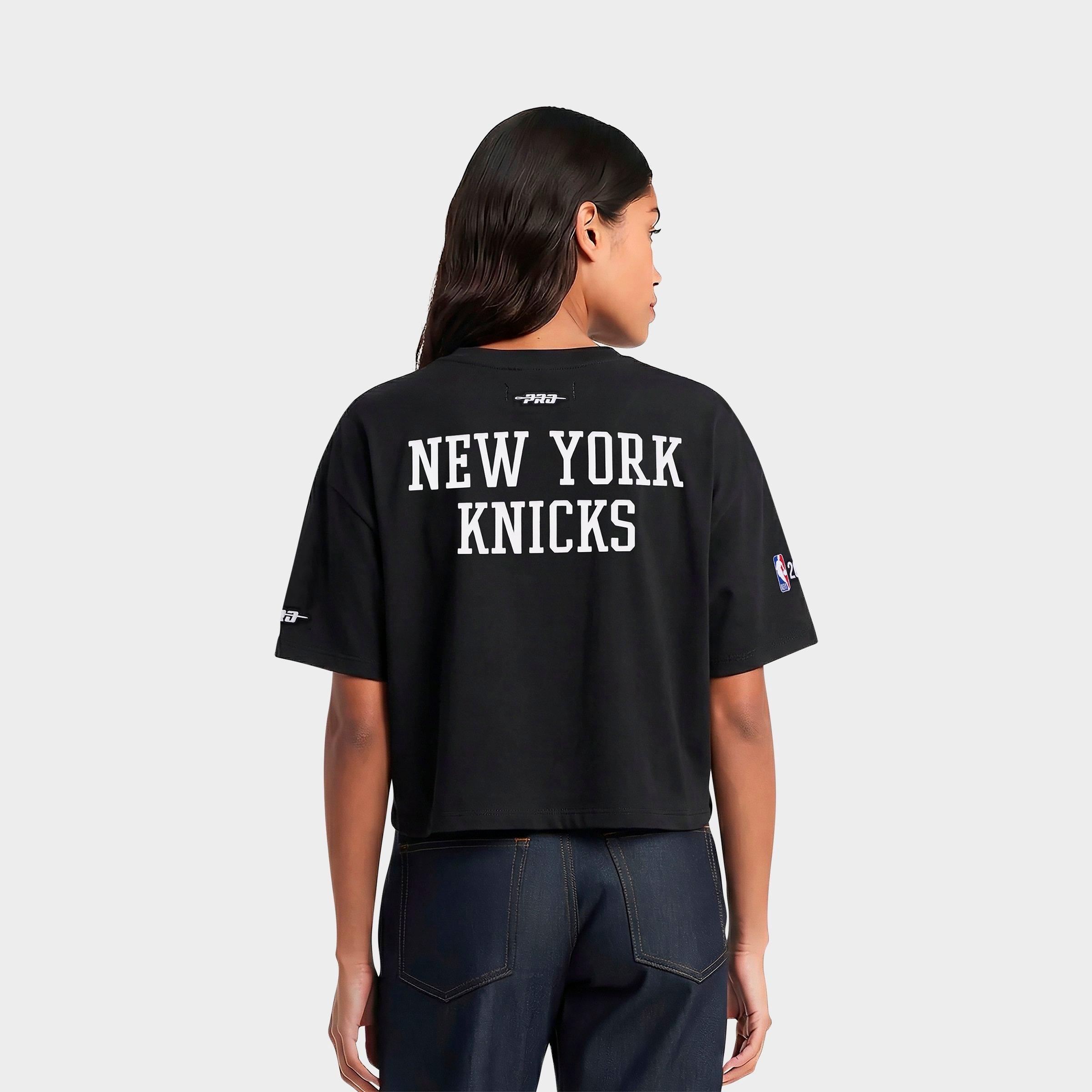 Women's Pro Standard New York Knicks Script Tail Single Jersey Boxy T-Shirt