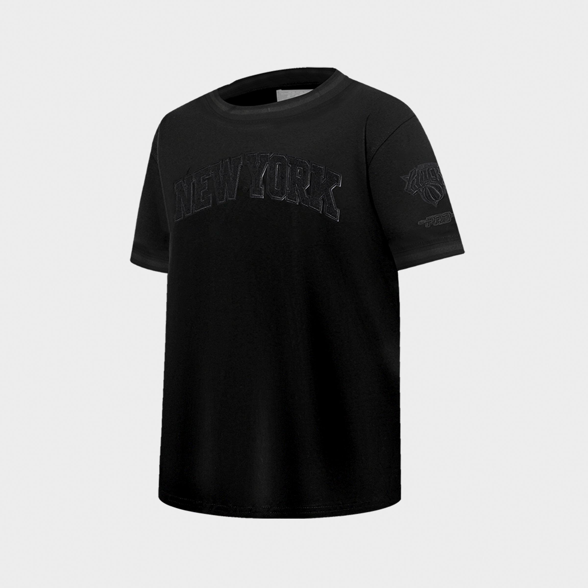 Big Kids' Pro Standard New York Knicks NBA Triple Black Striped Rib T-Shirt