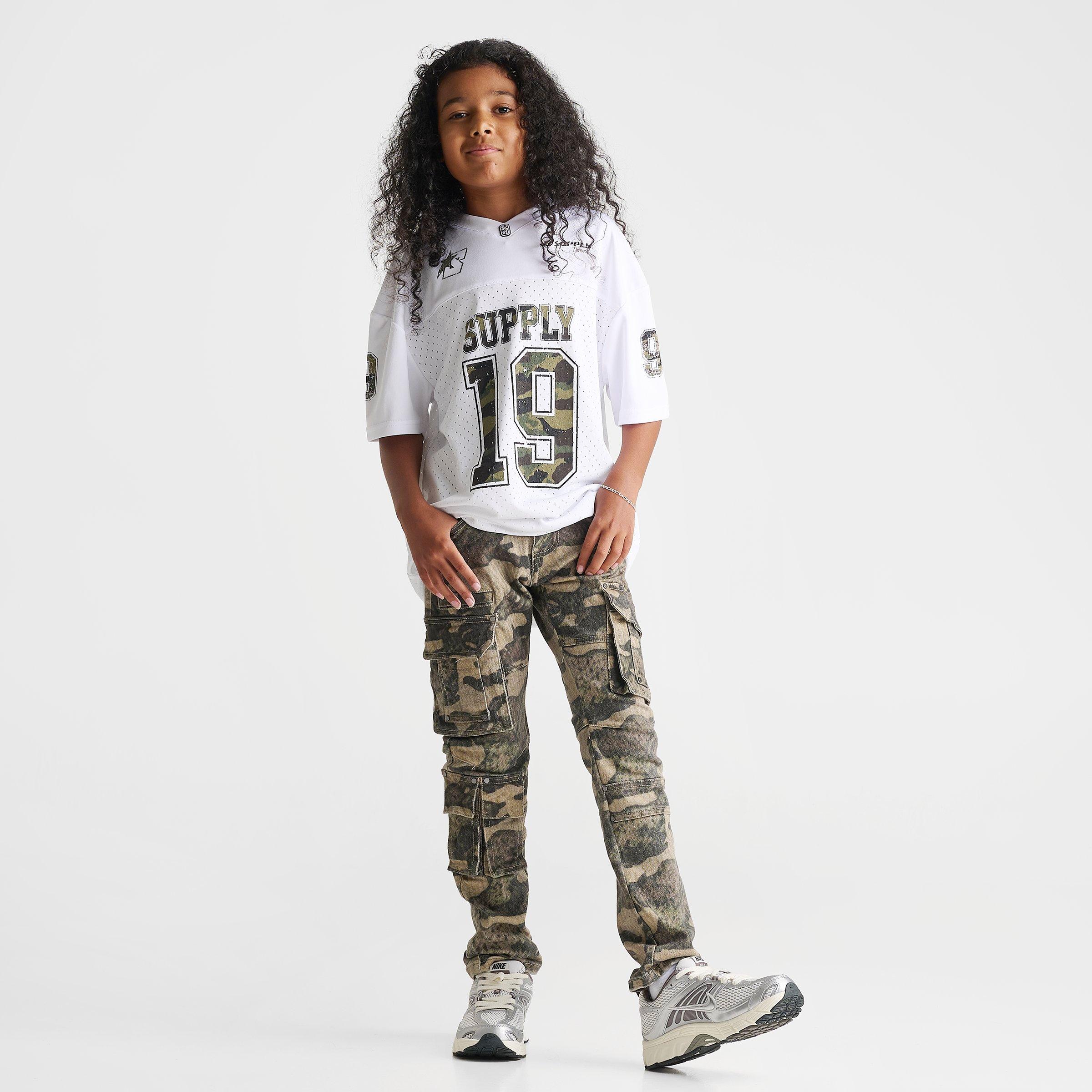 Boys' Big Kids' Smoke Rise Camo Utility Cargo Denim Jeans