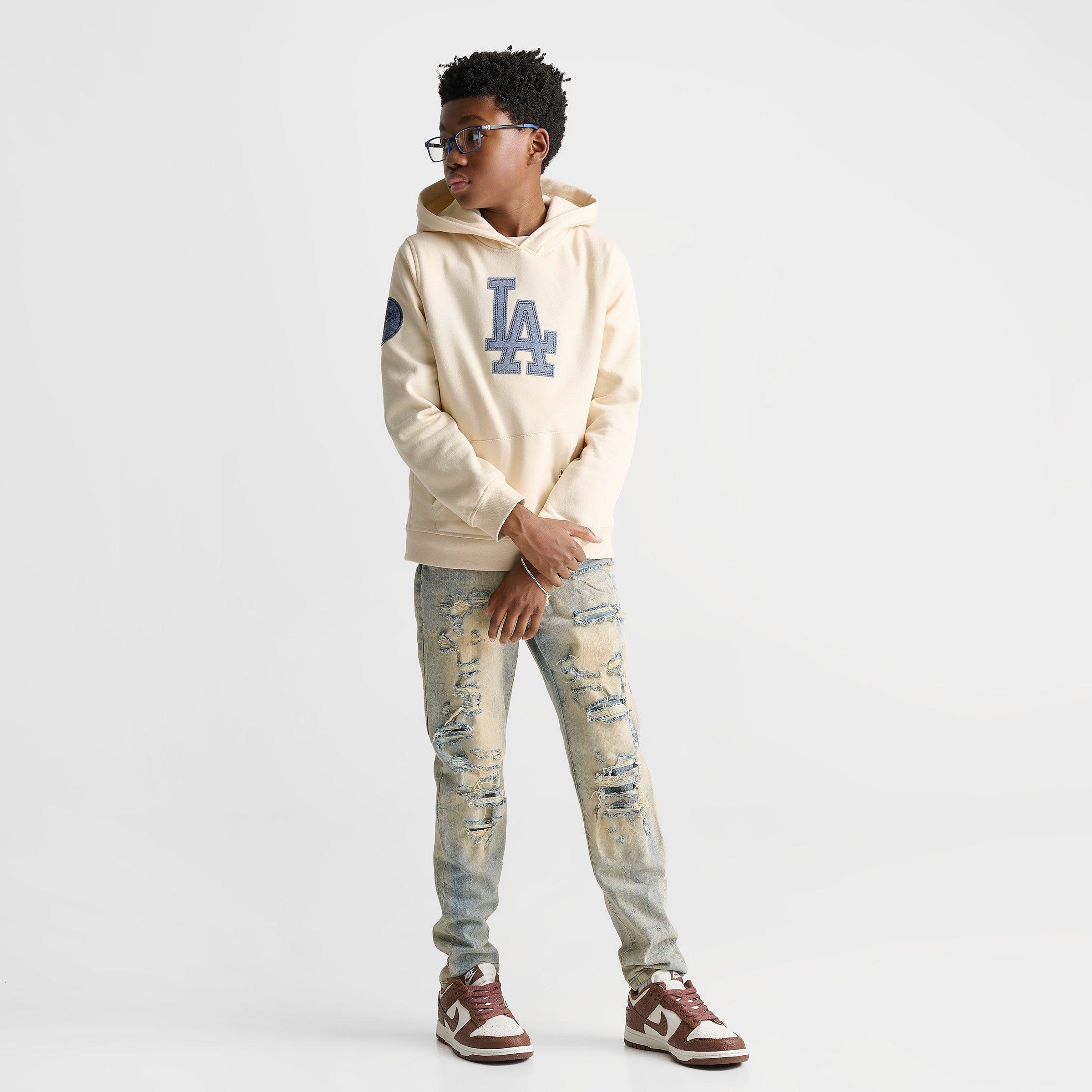 Big Kids' Pro Standard Los Angeles Dodgers MLB Denim Embroidery Pullover Hoodie