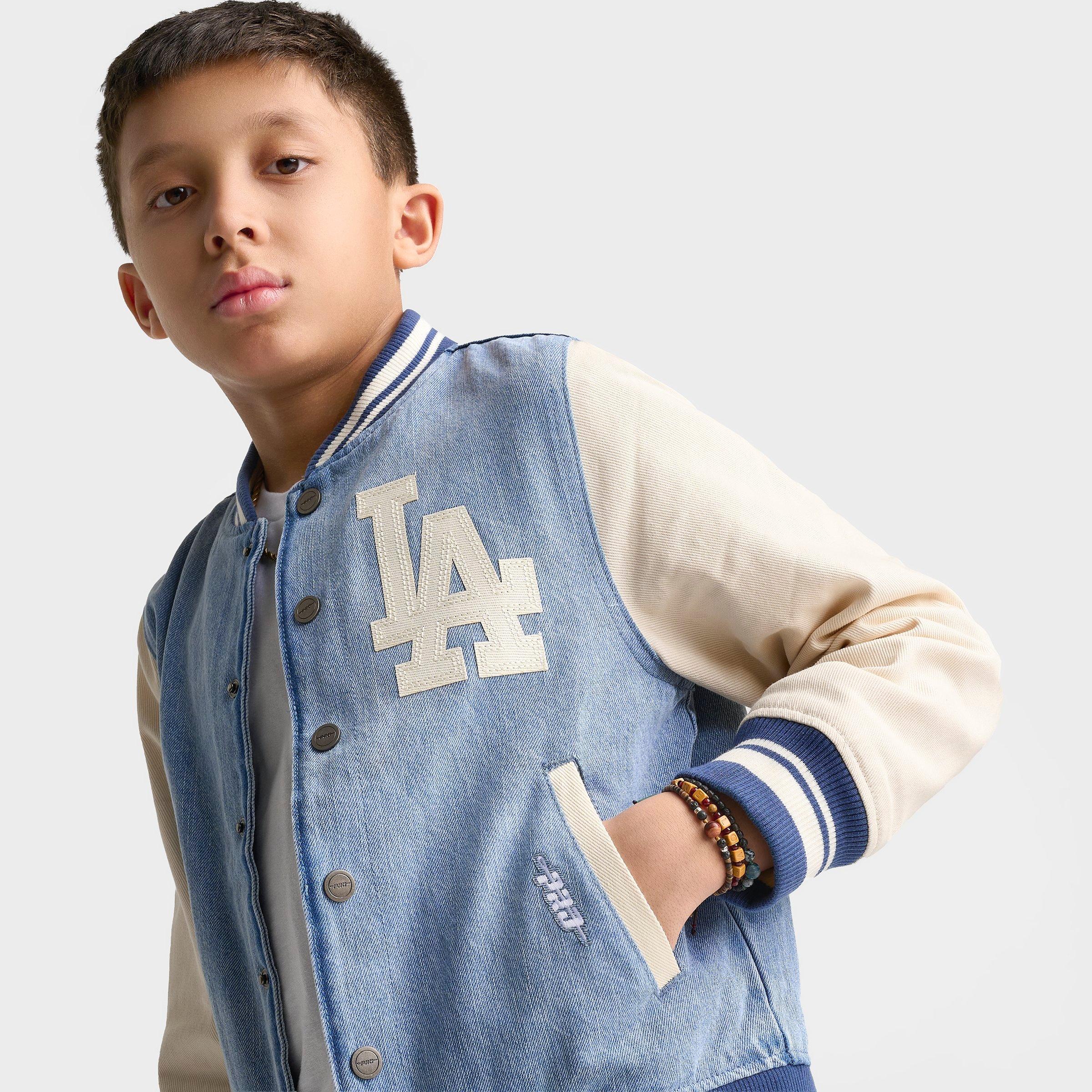 Big Kids' Pro Standard Los Angeles Dodgers MLB Denim Varsity Jacket