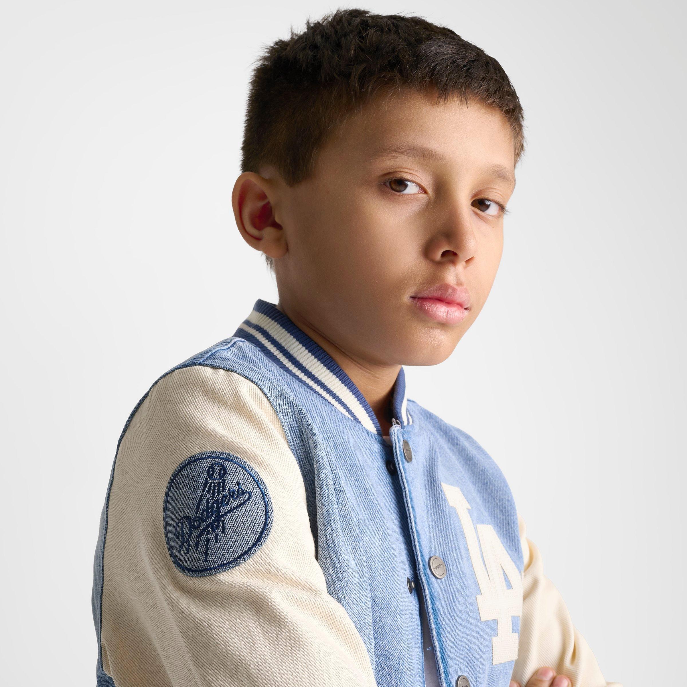 Big Kids' Pro Standard Los Angeles Dodgers MLB Denim Varsity Jacket