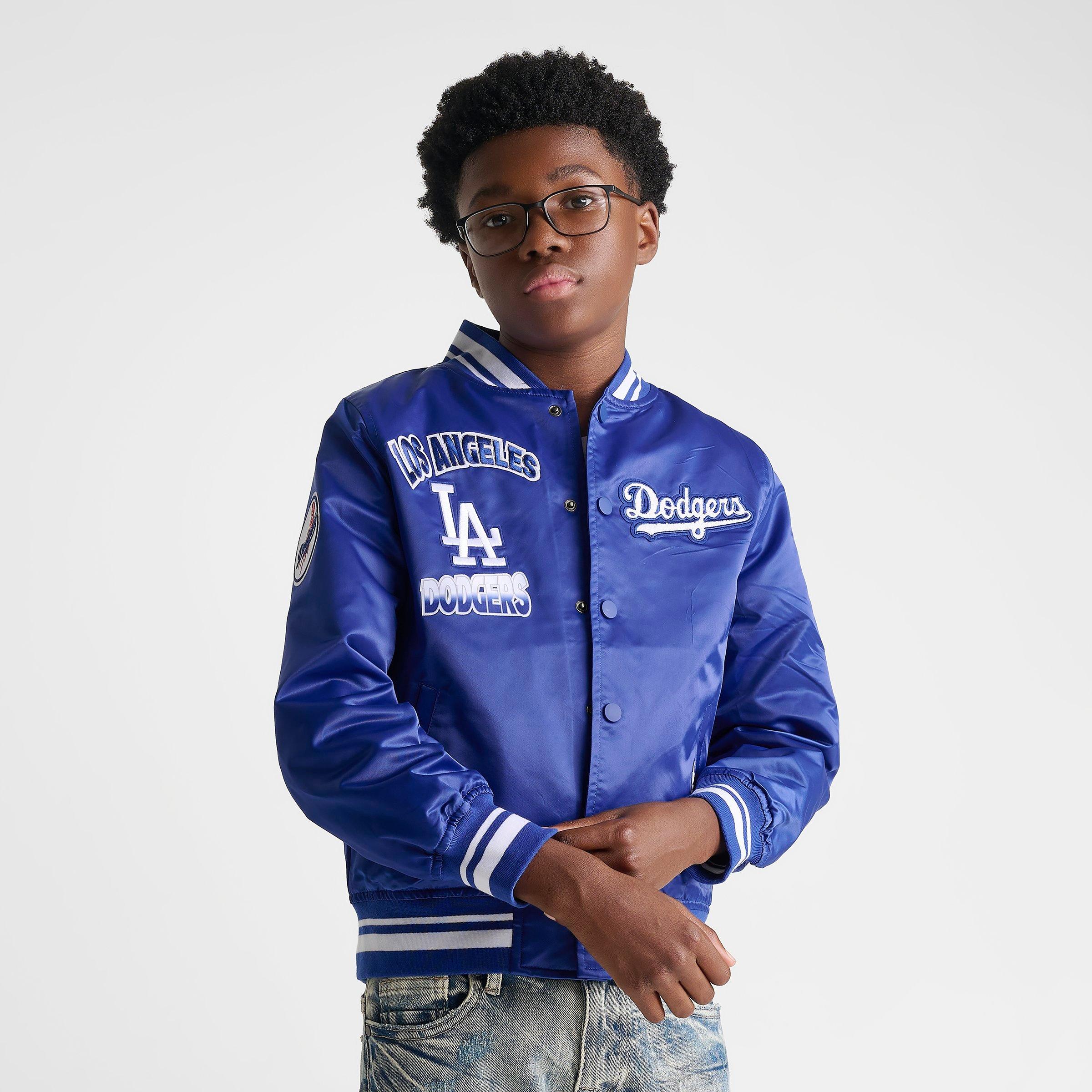 Big Kids' Pro Standard Los Angeles Dodgers MLB Turn It Up Satin Bomber Jacket