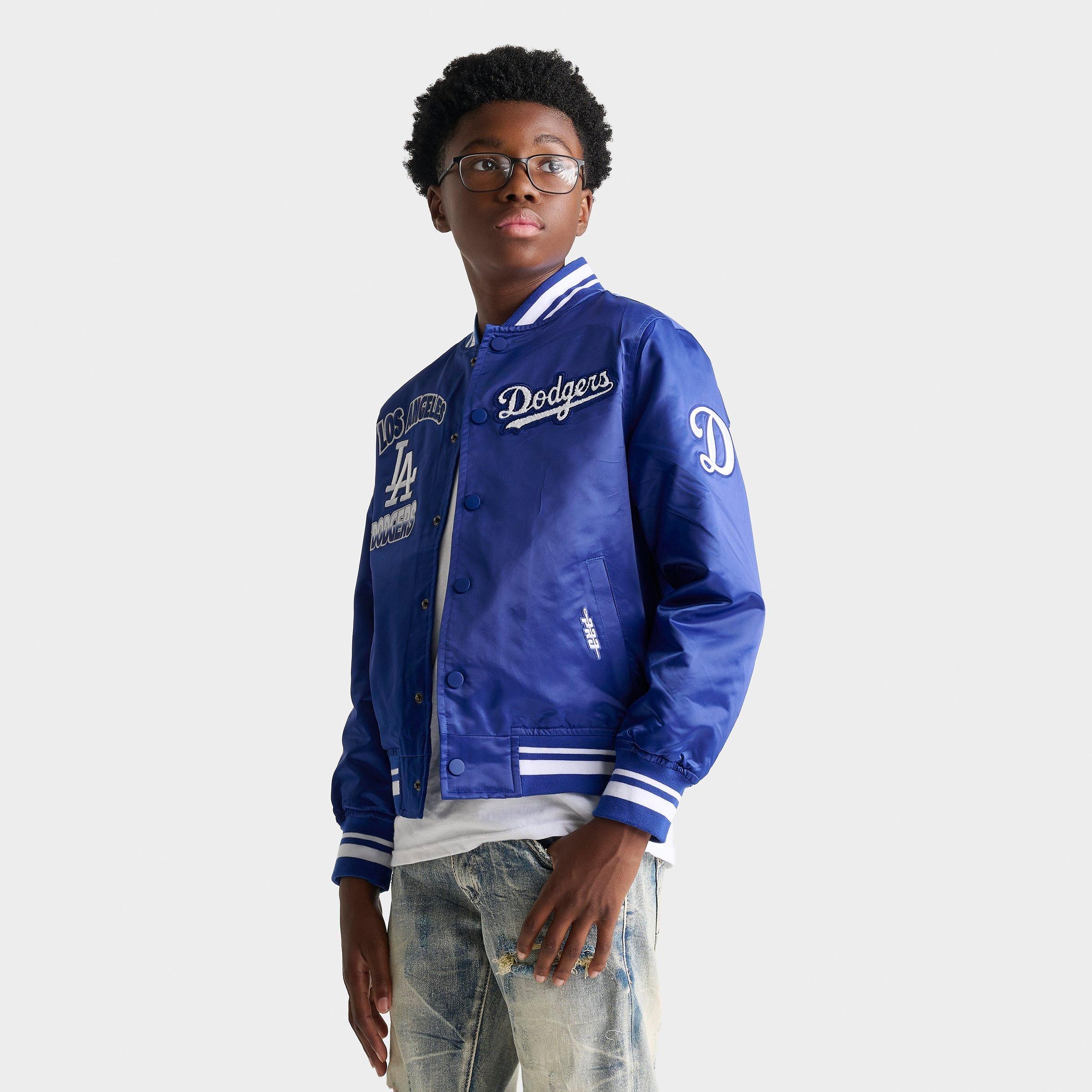 Big Kids' Pro Standard Los Angeles Dodgers MLB Turn It Up Satin Bomber Jacket