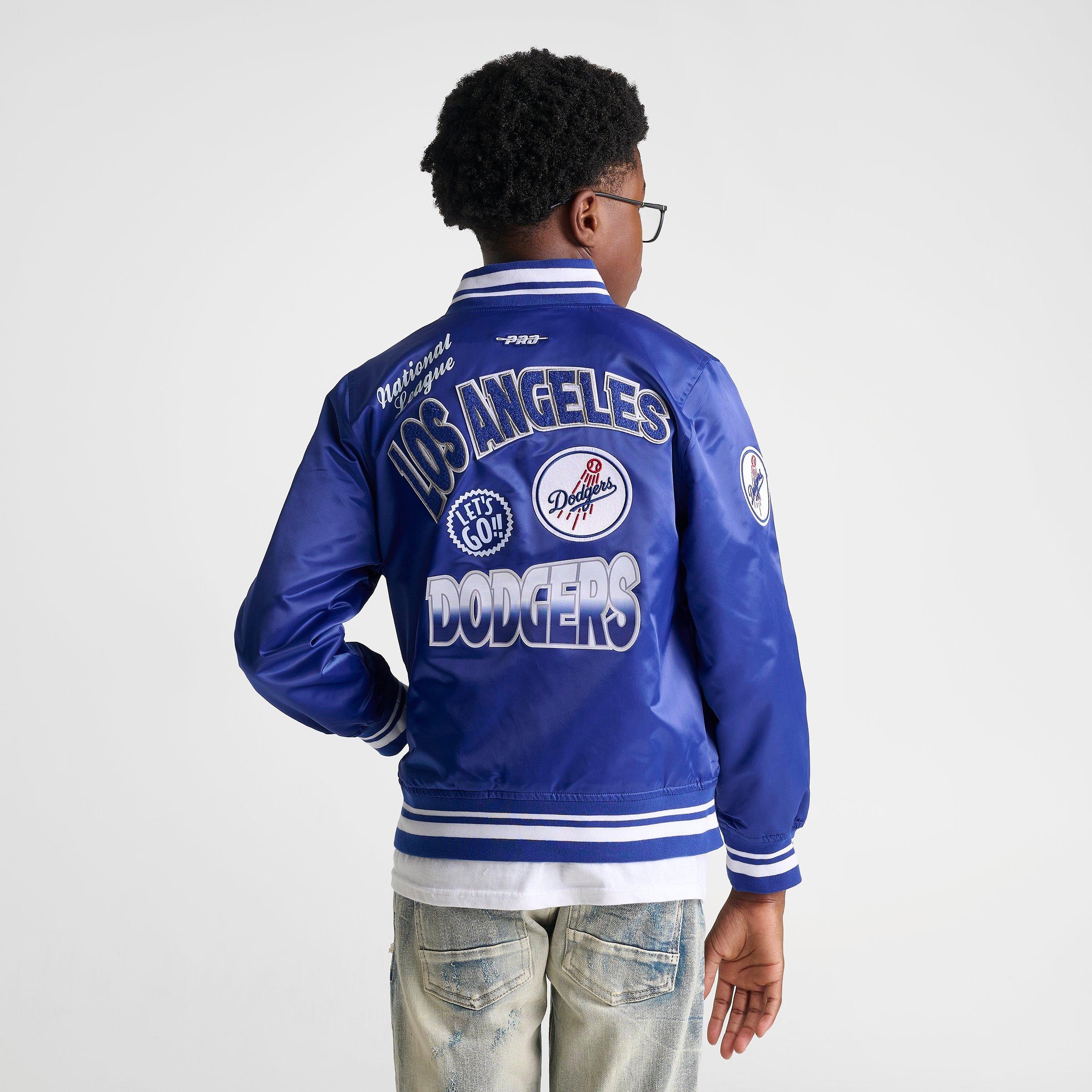 Big Kids' Pro Standard Los Angeles Dodgers MLB Turn It Up Satin Bomber Jacket