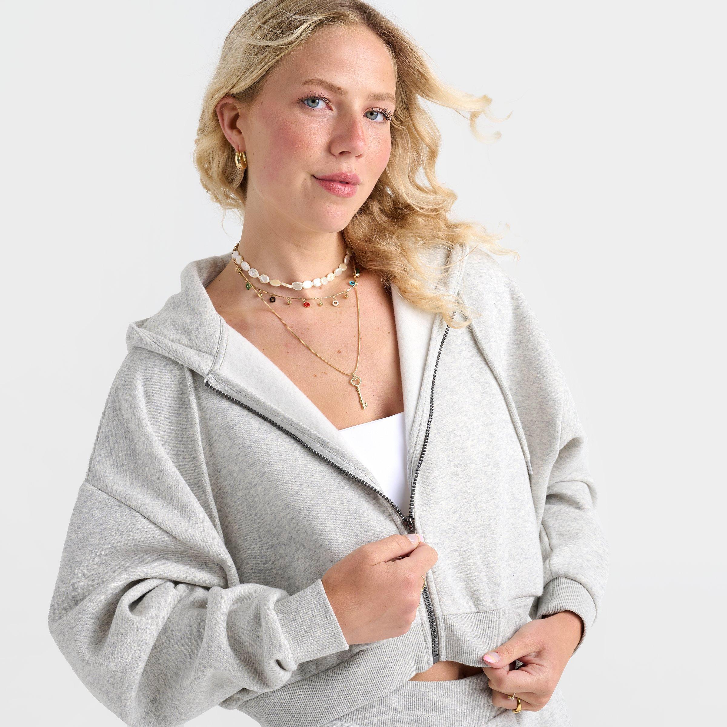 Women's DAILYSZN Fleece Cropped Full-Zip Hoodie | JD Sports