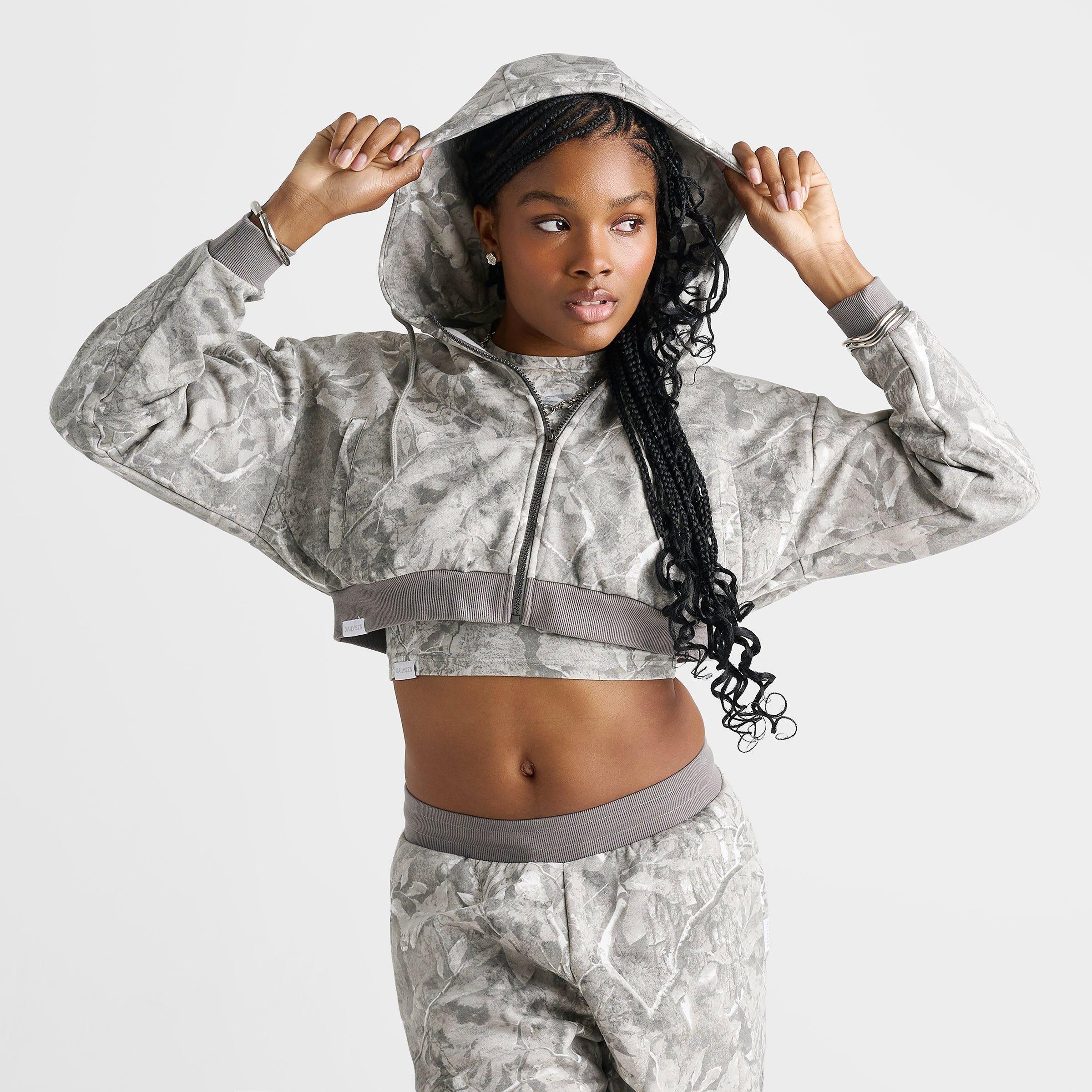 Women's DAILYSZN Fleece Cropped Full-Zip Hoodie