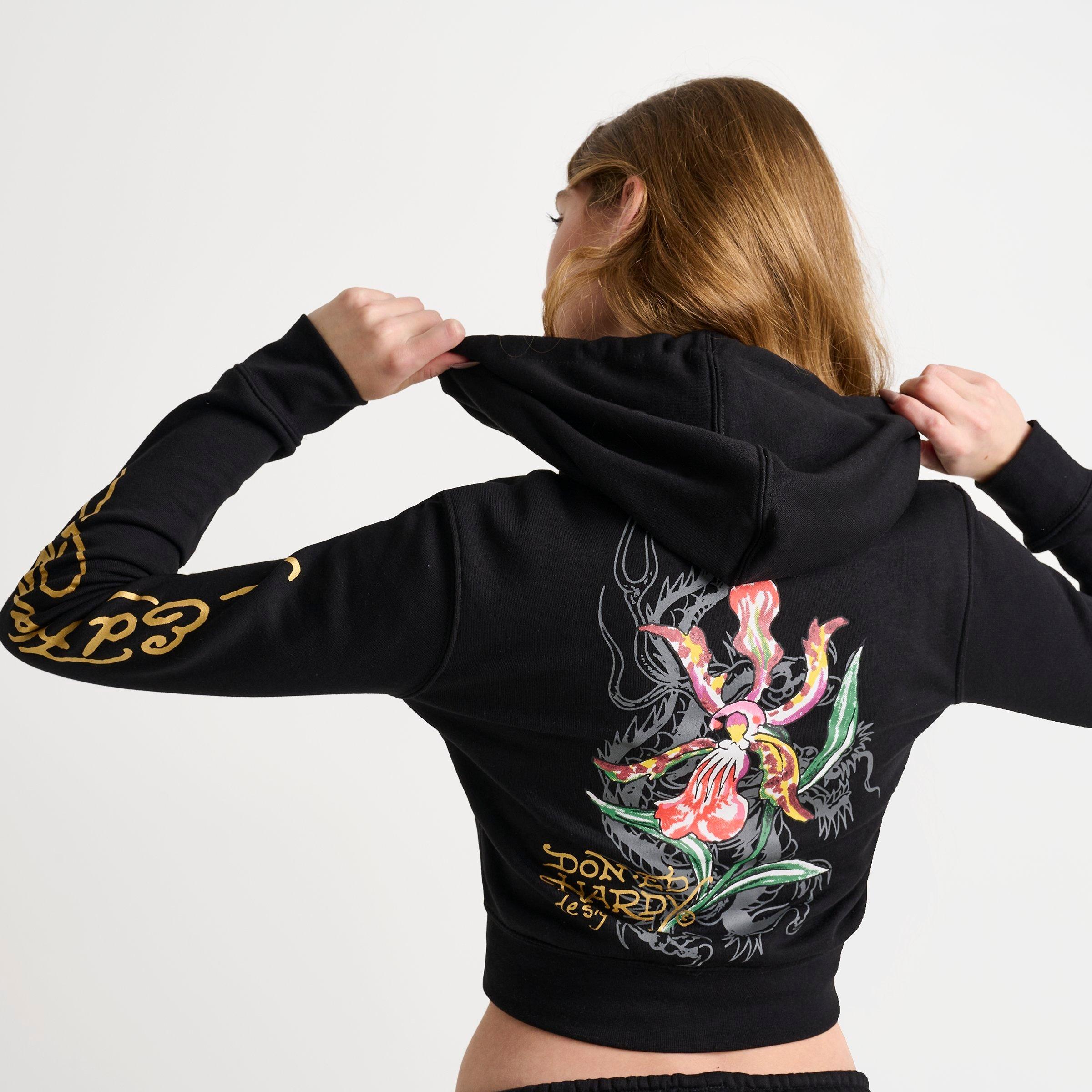 Women's Ed Hardy Tiger Fleece Full-Zip Hoodie