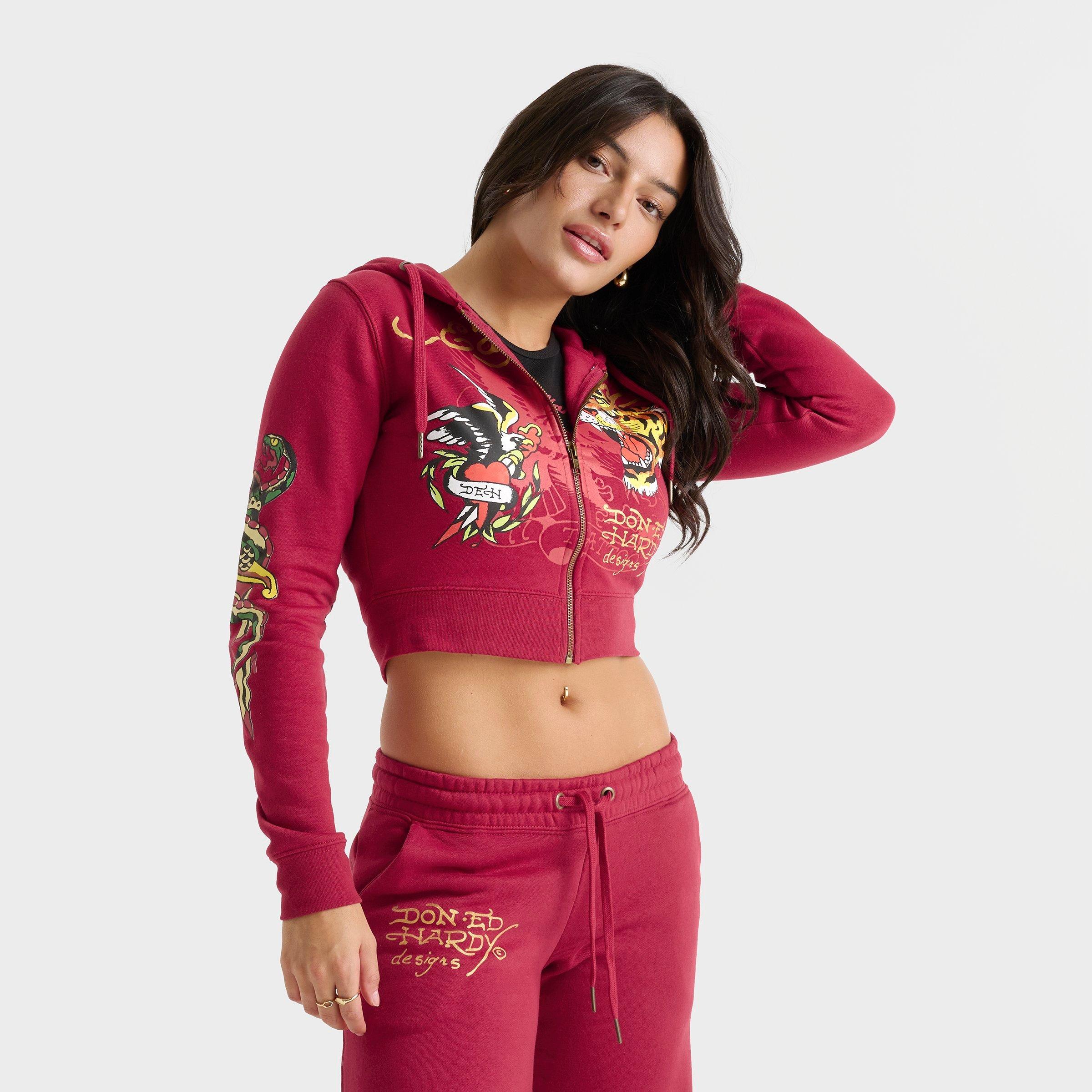 Women's Ed Hardy Eagle Tiger Fleece Full-Zip Hoodie