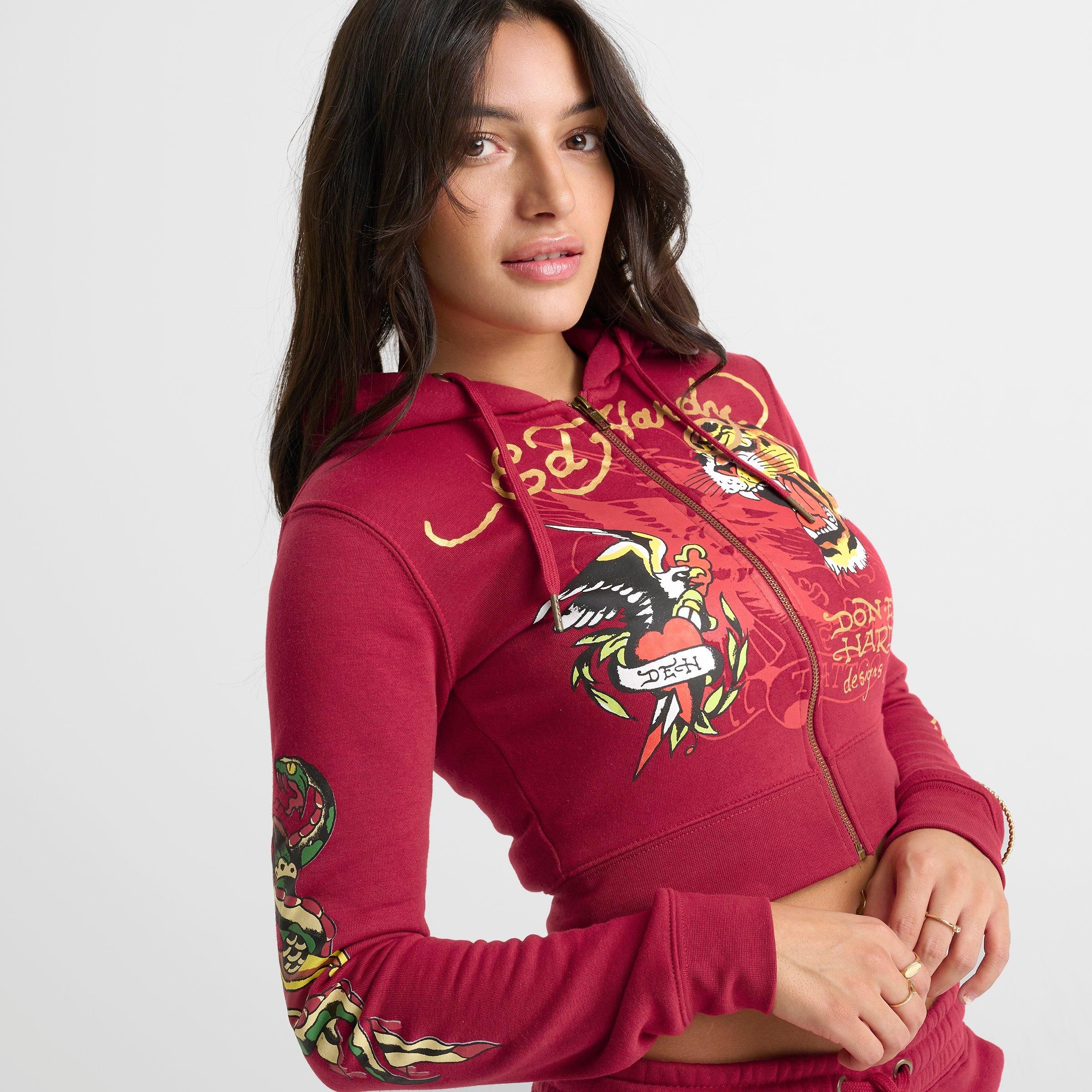 Women's Ed Hardy Eagle Tiger Fleece Full-Zip Hoodie