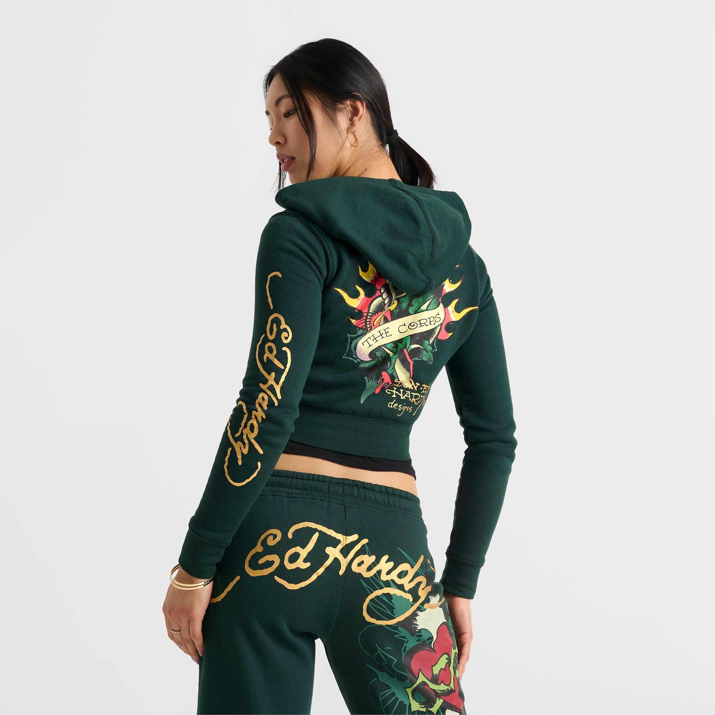 Women's Ed Hardy Sacred Heart Fleece Full-Zip Hoodie