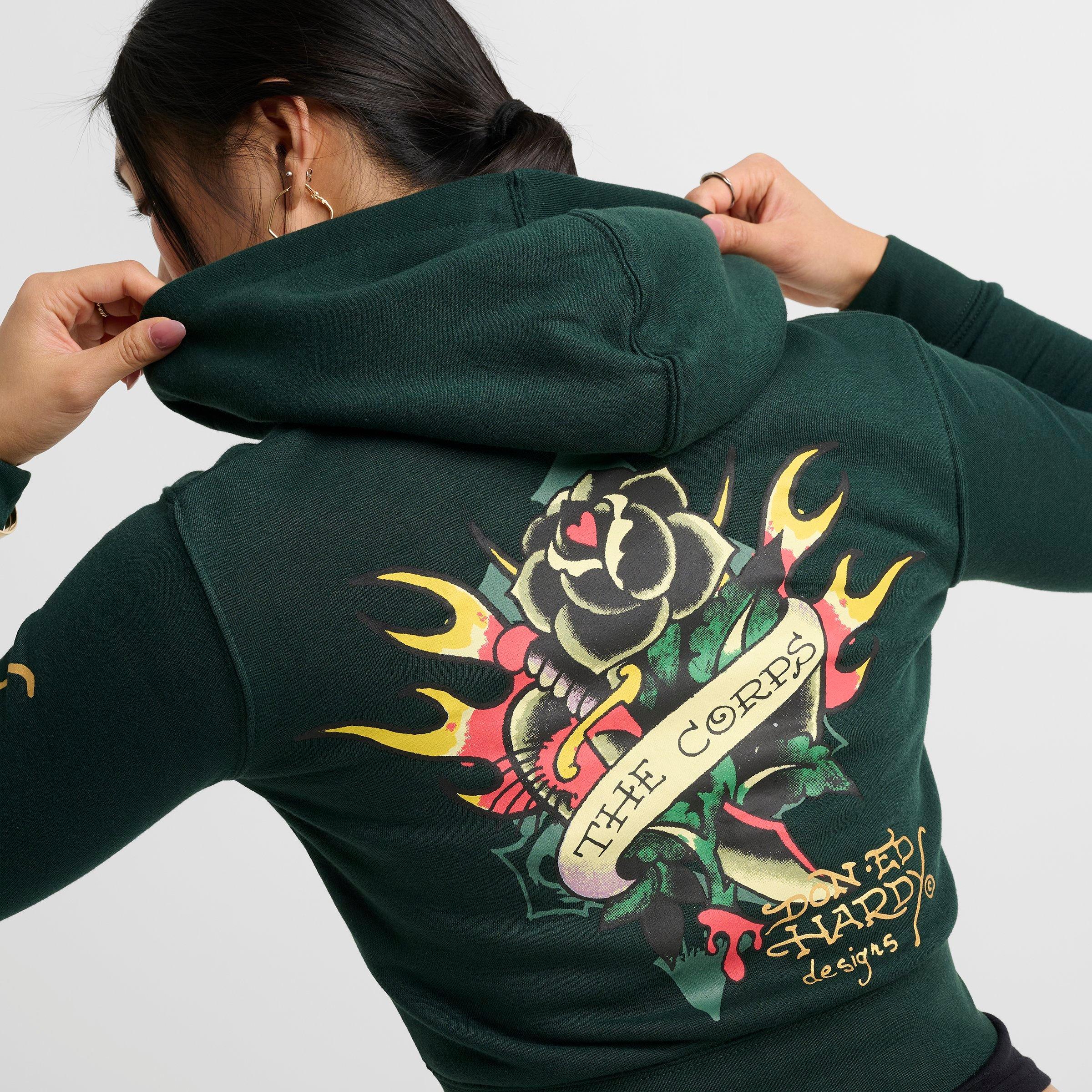 Women's Ed Hardy Sacred Heart Fleece Full-Zip Hoodie