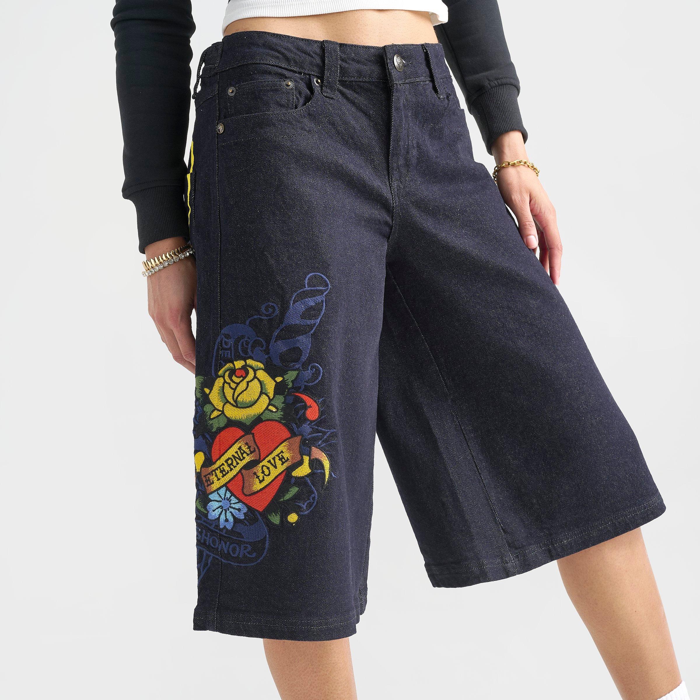 Women's Ed Hardy Eternal Love Long Denim Jorts