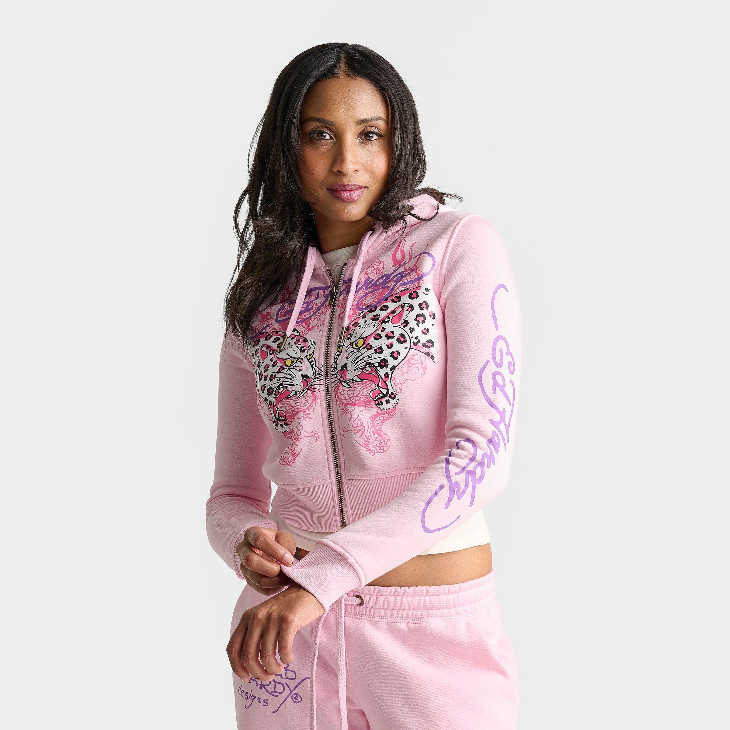 Women's Ed Hardy Leopard Full-Zip Fleece Hoodie