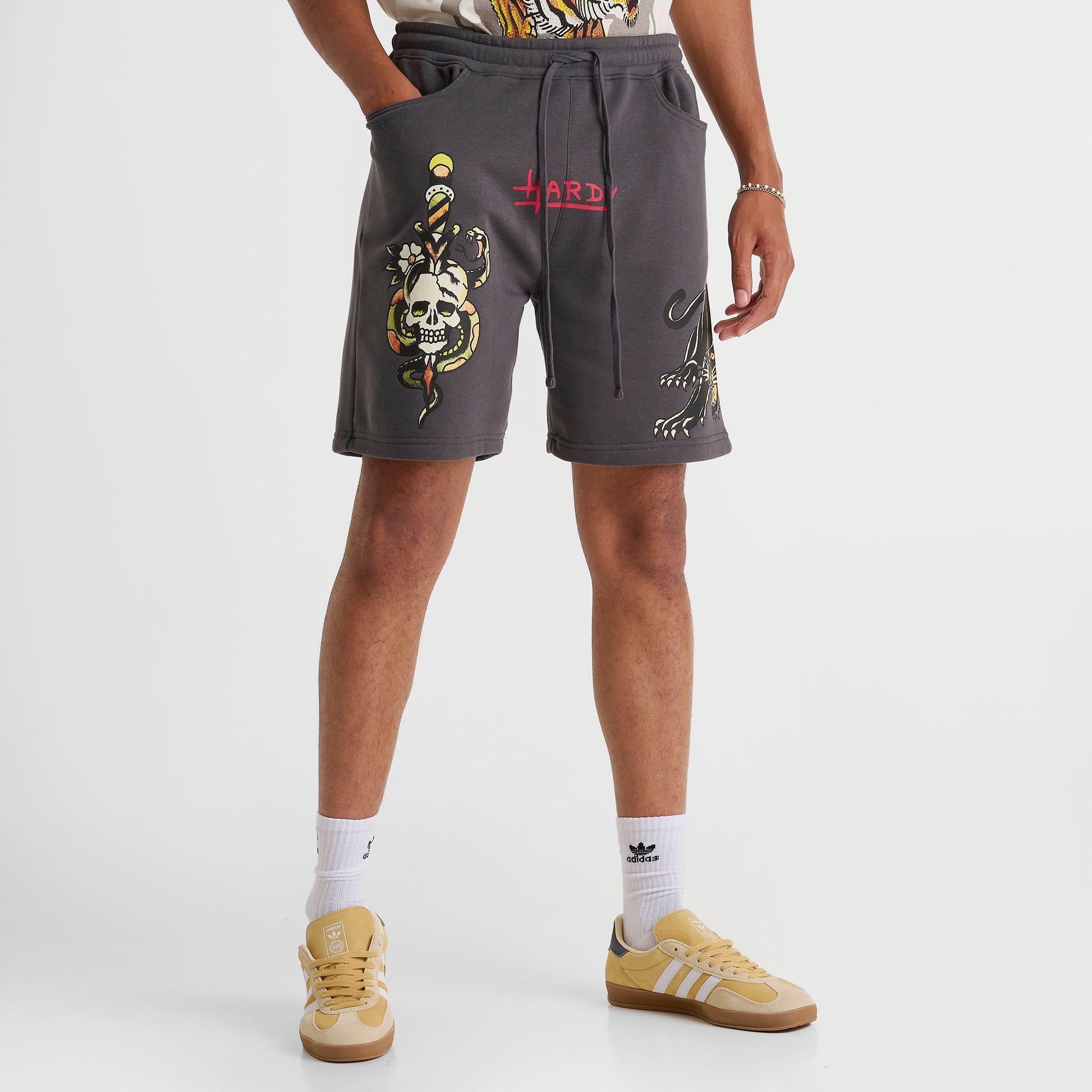 Men's Ed Hardy Panther Skull Fleece Shorts