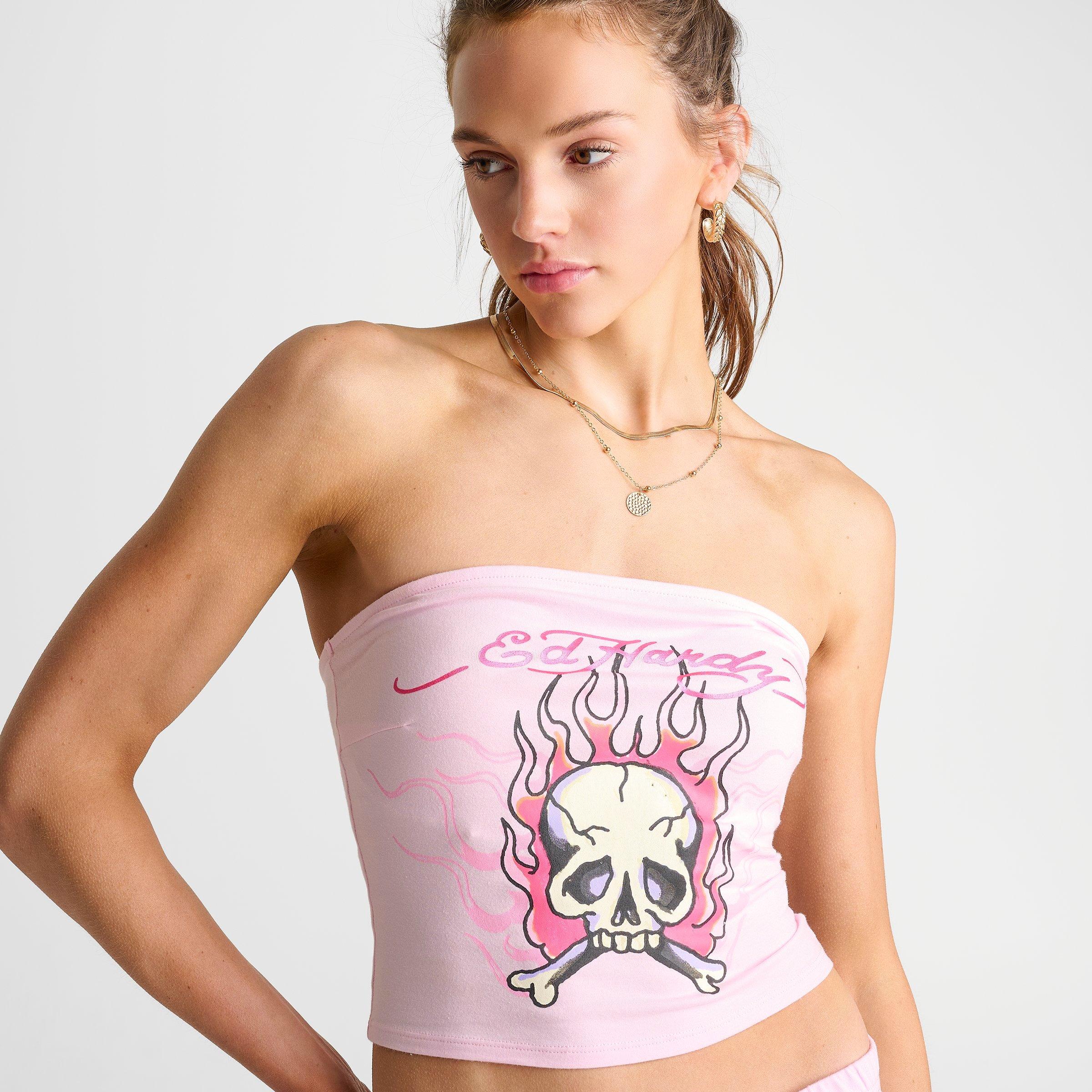 Women's Ed Hardy Flaming Skull Tube Top