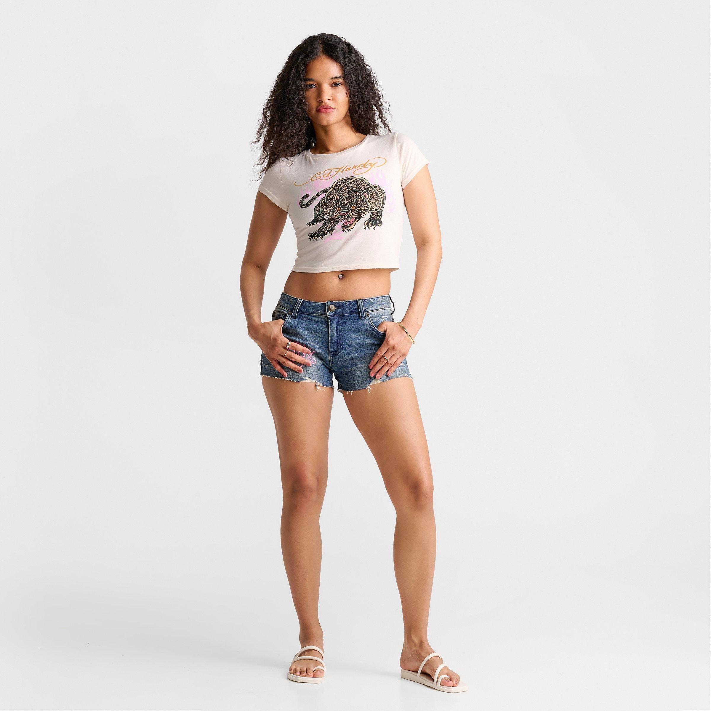 Women's Ed Hardy Leopard Panther Baby T-Shirt