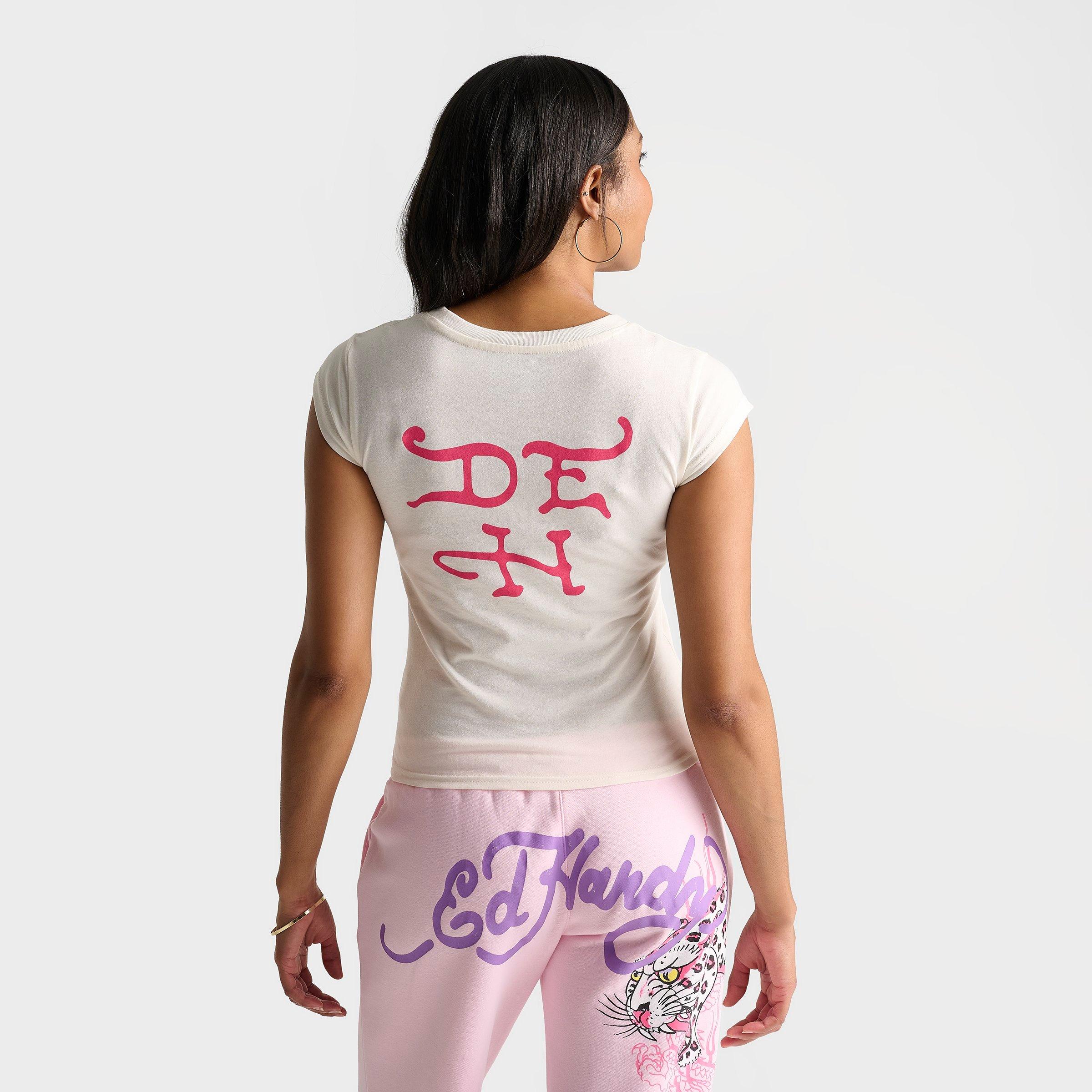 Women's Ed Hardy Rhinestone Panther Cap T-Shirt