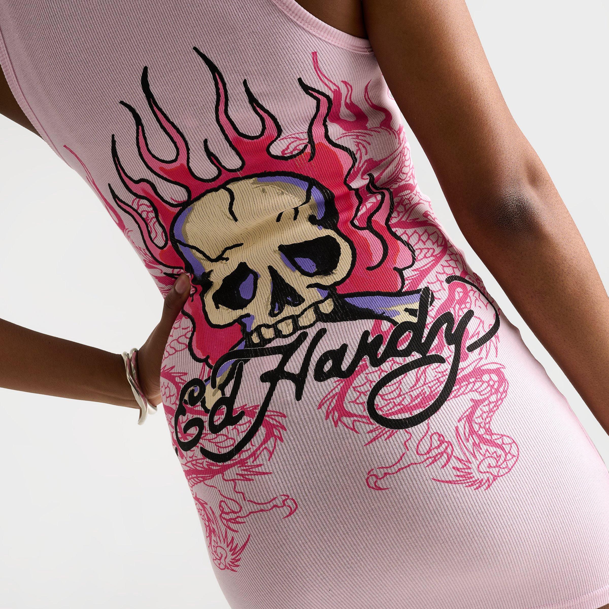 Women's Ed Hardy Flame Skull Rib Tank Dress