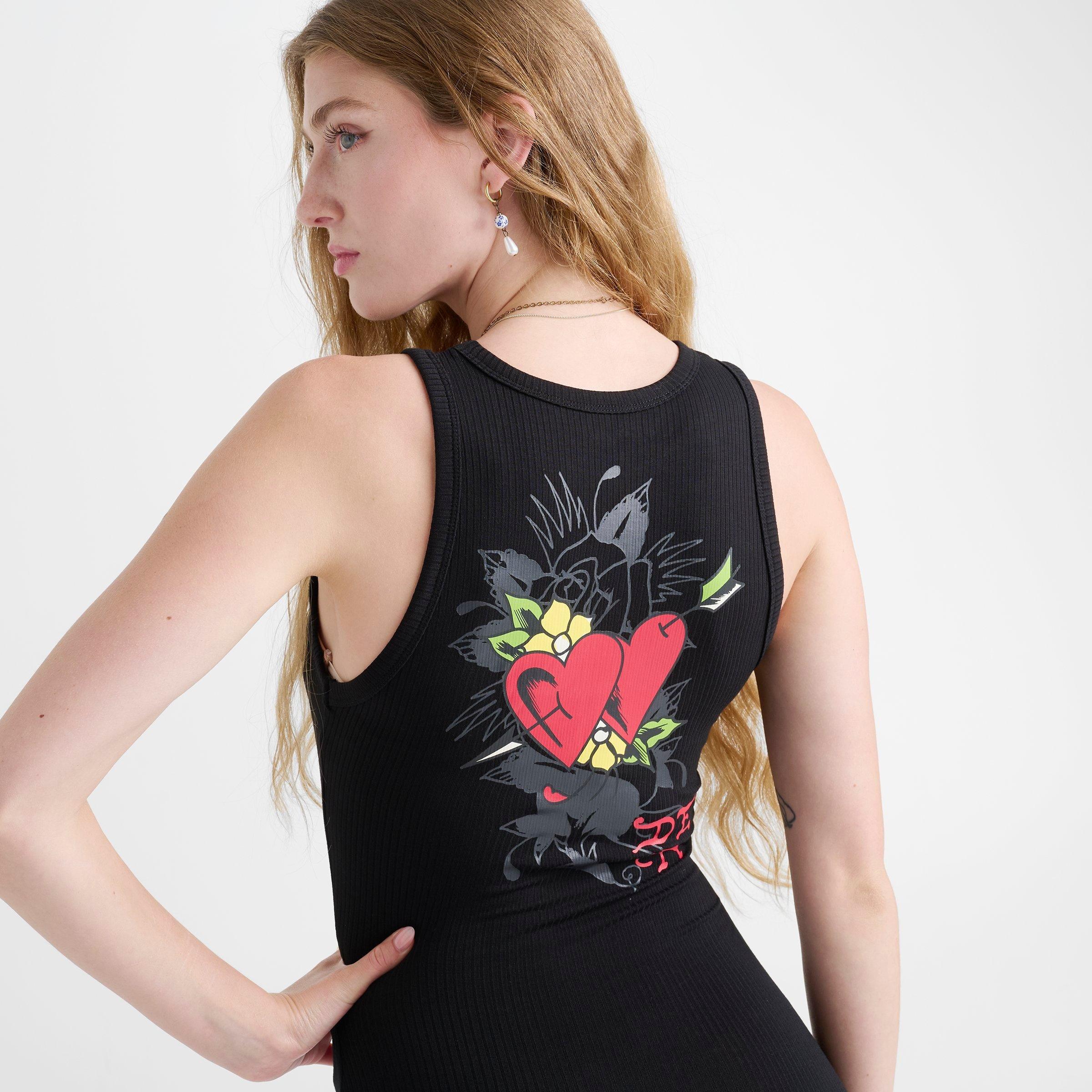 Women's Ed Hardy Heart Wing Cut-Out Rib Tank Dress