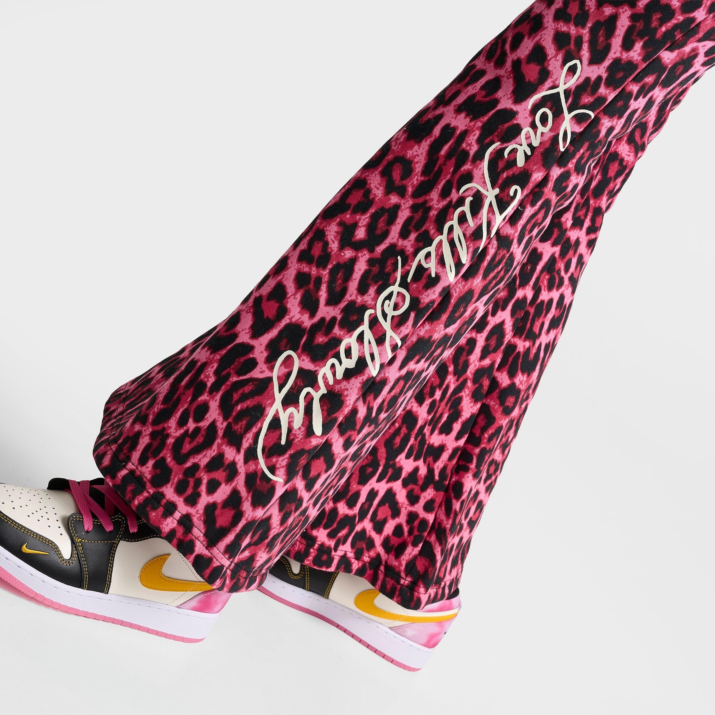 Women's Ed Hardy Pink Panther Leopard Bootcut Fleece Pants