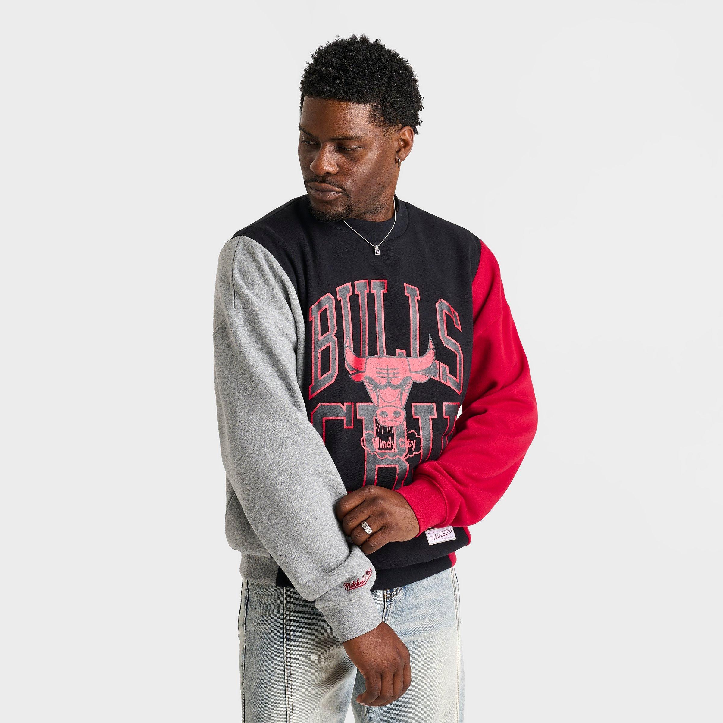 Men's Mitchell & Ness Chicago Bulls NBA Split Crewneck Sweatshirt