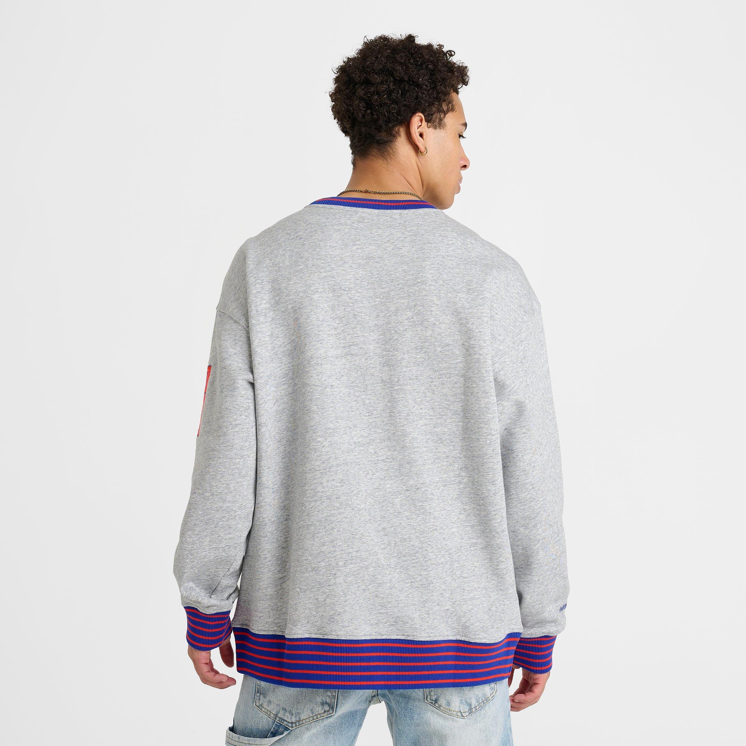 Men's Mitchell & Ness New York Knicks NBA Throw It Back Fleece Crewneck Sweatshirt