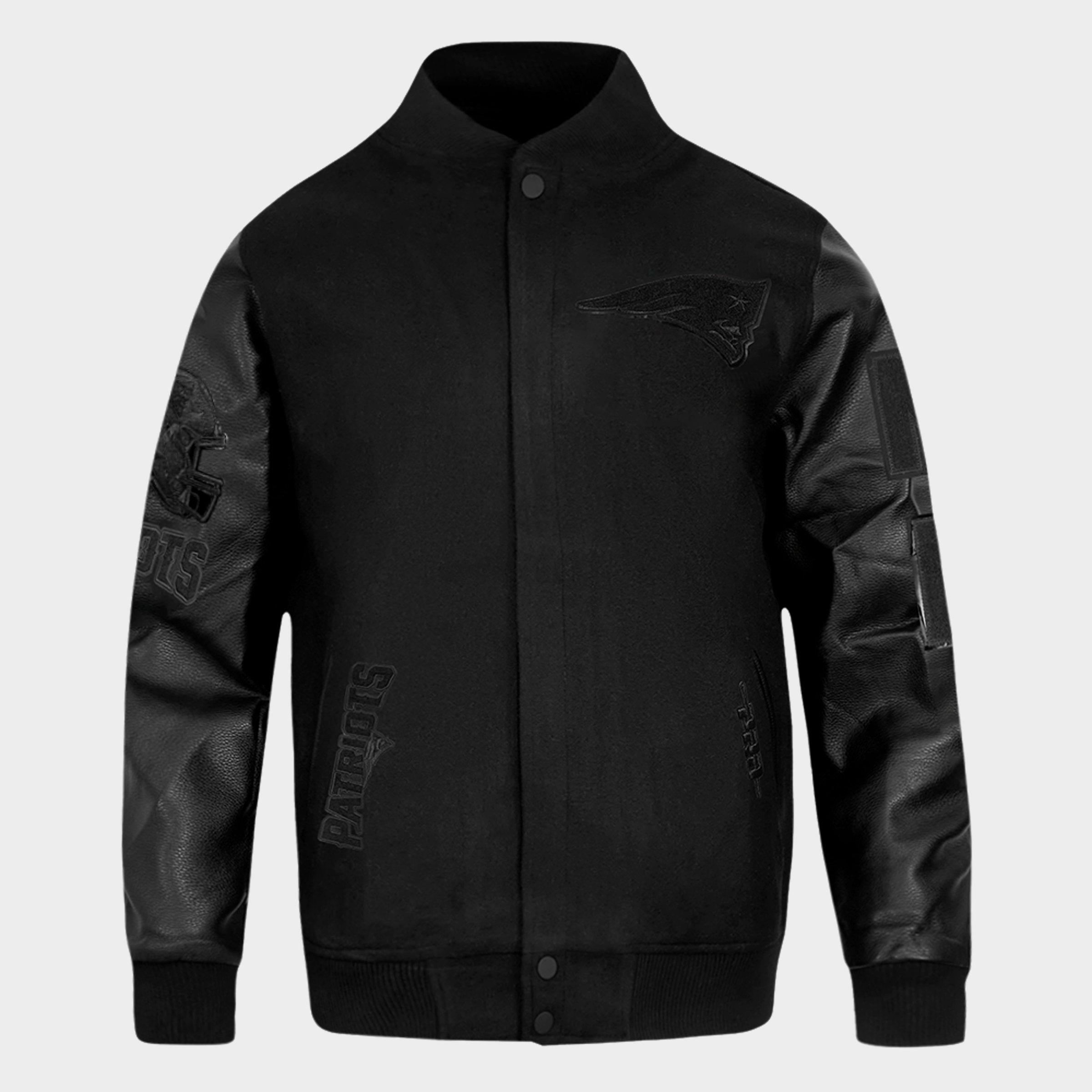 Men's Pro Standard New England Patriots NFL Triple Black Wool Varsity Jacket