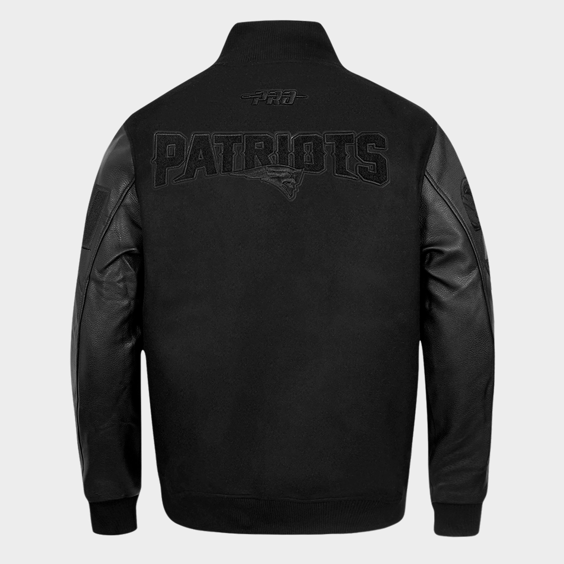 Men's Pro Standard New England Patriots NFL Triple Black Wool Varsity Jacket