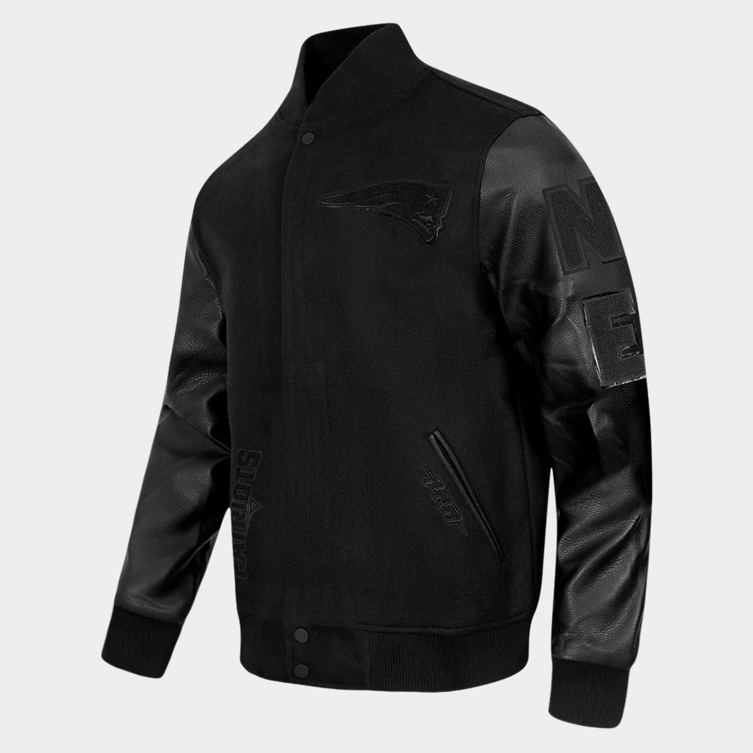 Men's Pro Standard New England Patriots NFL Triple Black Wool Varsity Jacket