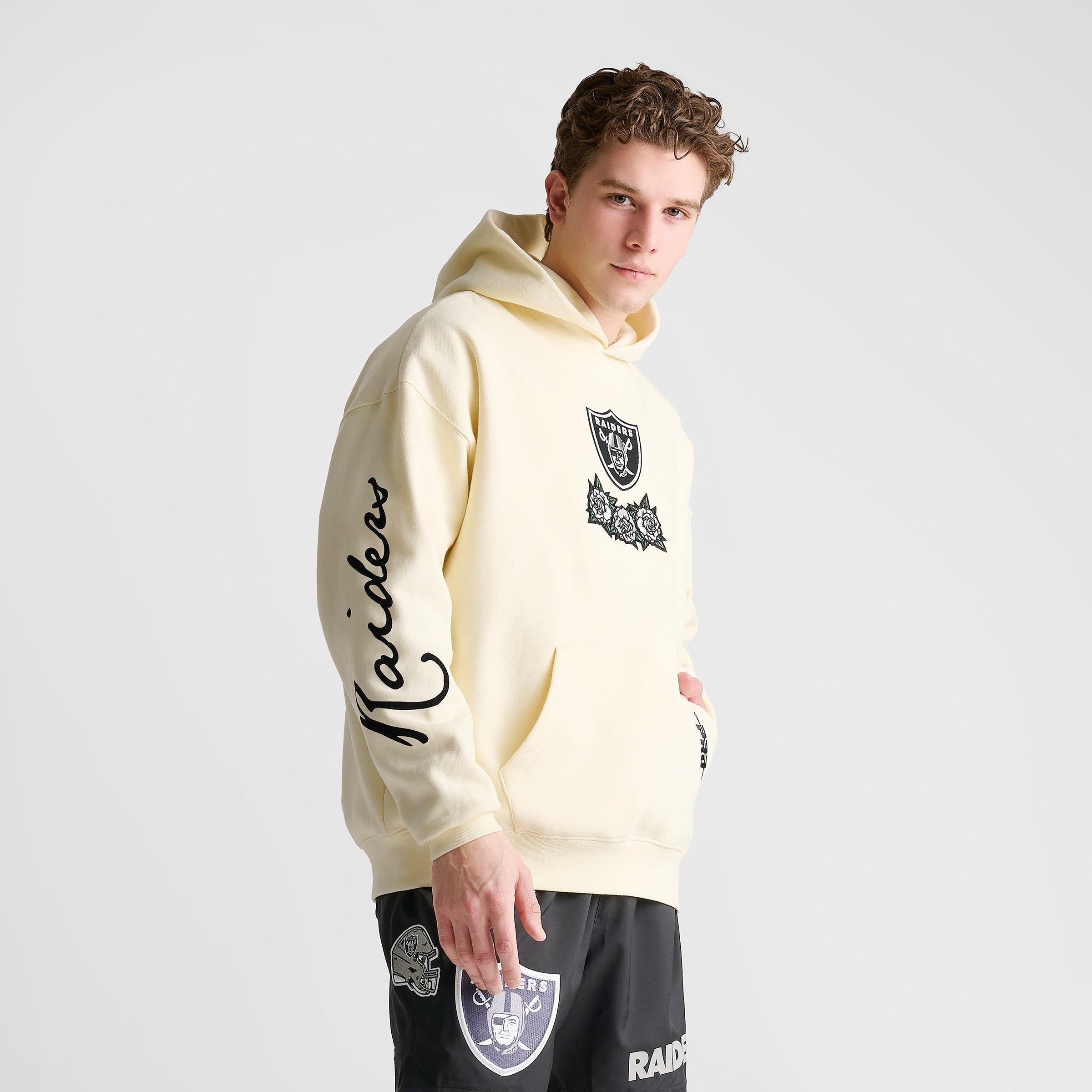 Men's Pro Standard Las Vegas Raiders NFL Fire and Roses Drop Shoulder Pullover Hoodie