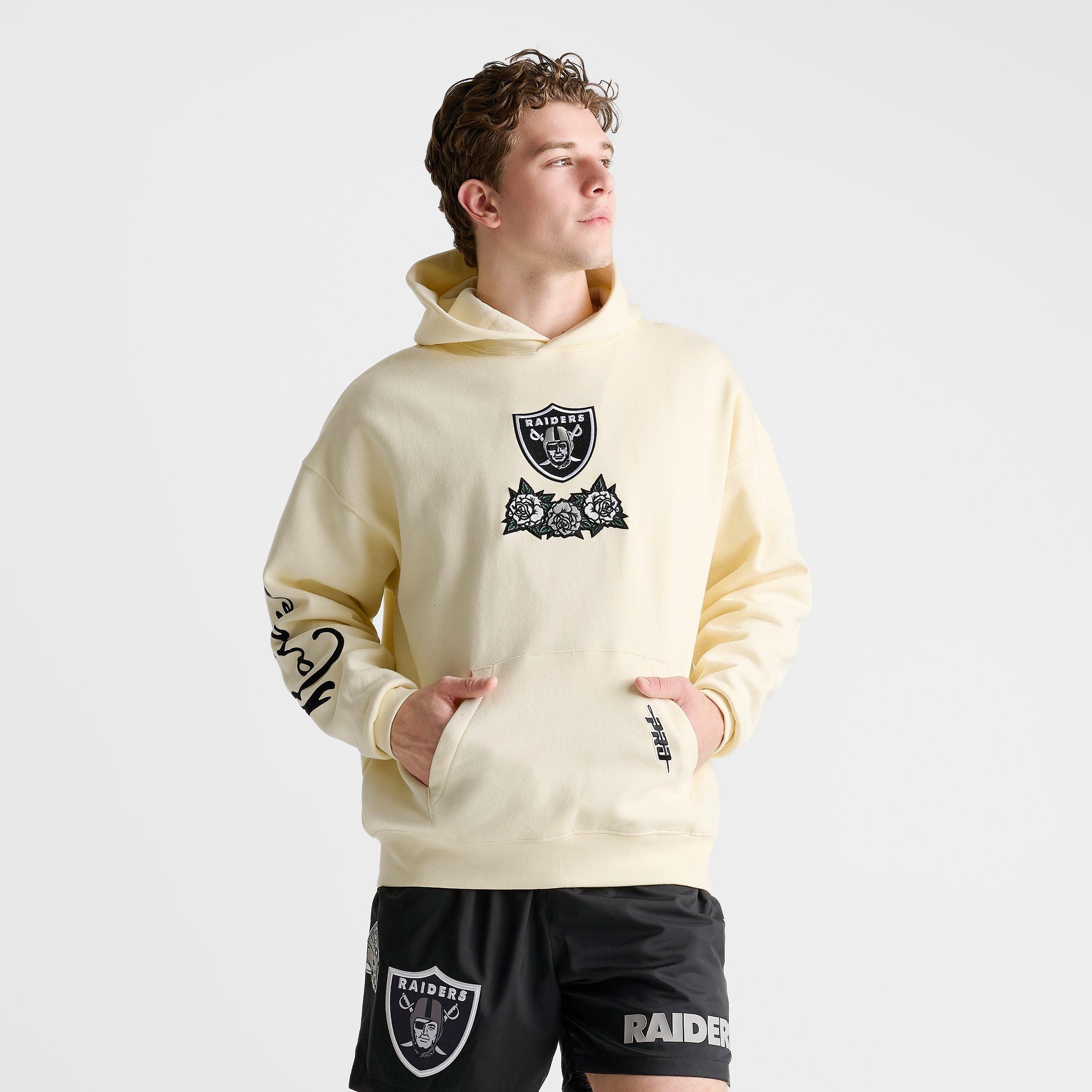Men's Pro Standard Las Vegas Raiders NFL Fire and Roses Drop Shoulder Pullover Hoodie