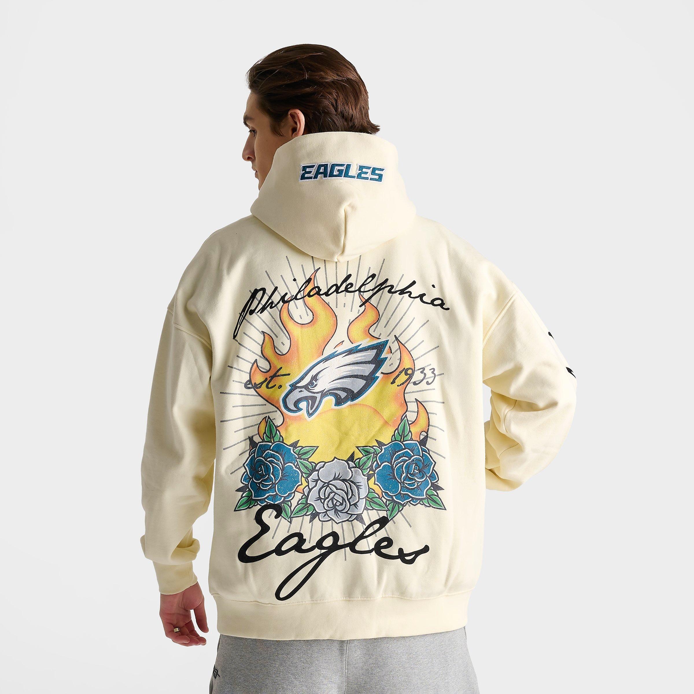 Men's Pro Standard Philadelphia Eagles NFL Fire and Roses Drop Shoulder Pullover Hoodie