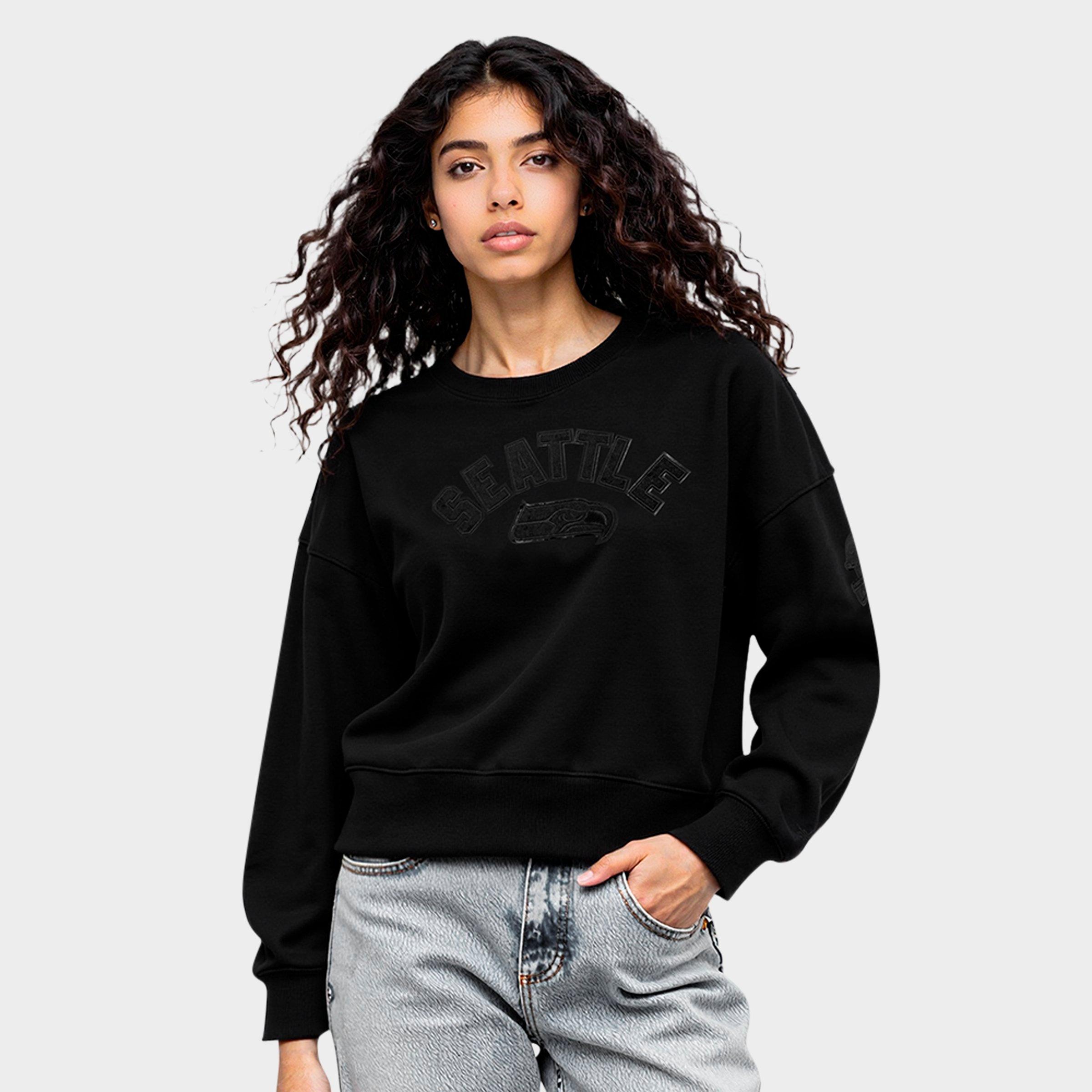 Women's Pro Standard Seattle Seahawks Triple Black Fleece Crewneck Sweatshirt