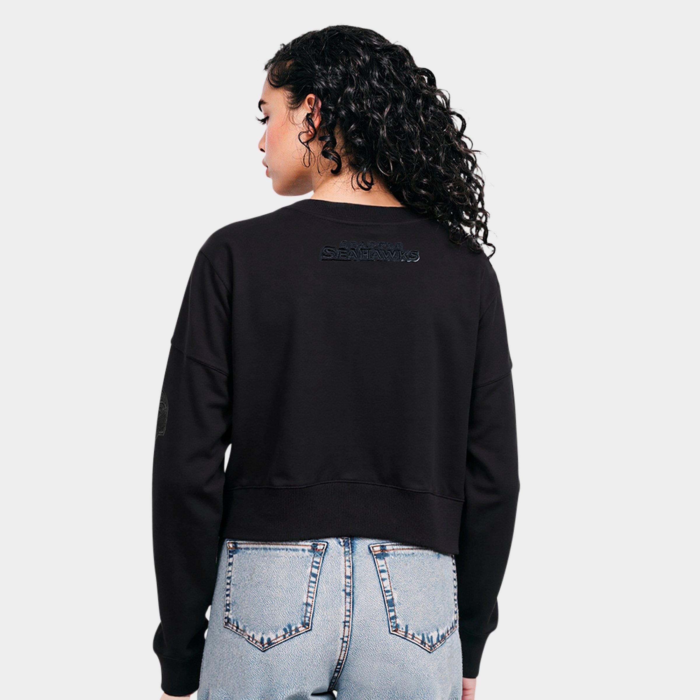 Women's Pro Standard Seattle Seahawks Triple Black Fleece Crewneck Sweatshirt