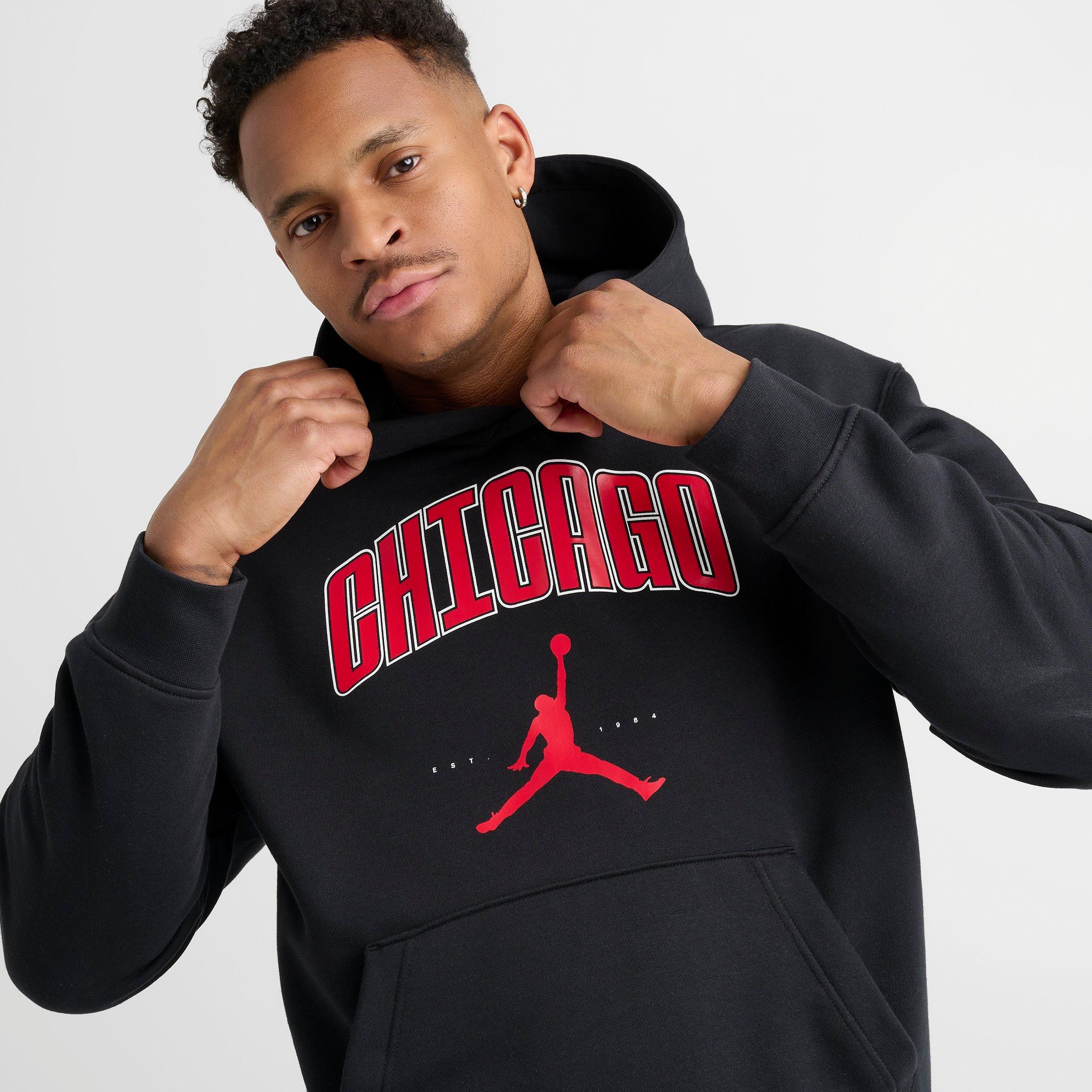 Men's Jordan Chicago Big Logo Fleece Pullover Hoodie