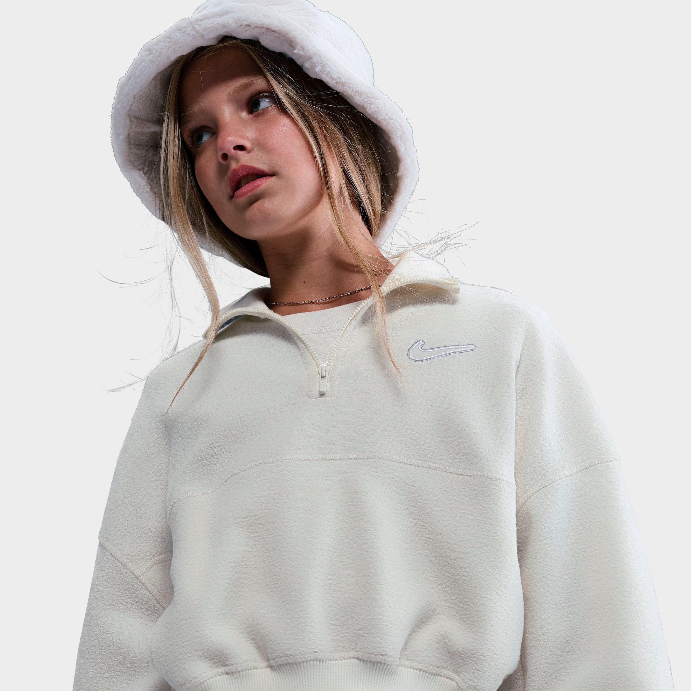 Girls' Big Kids' Nike Sportswear Long-Sleeve Fleece Quarter-Zip Top