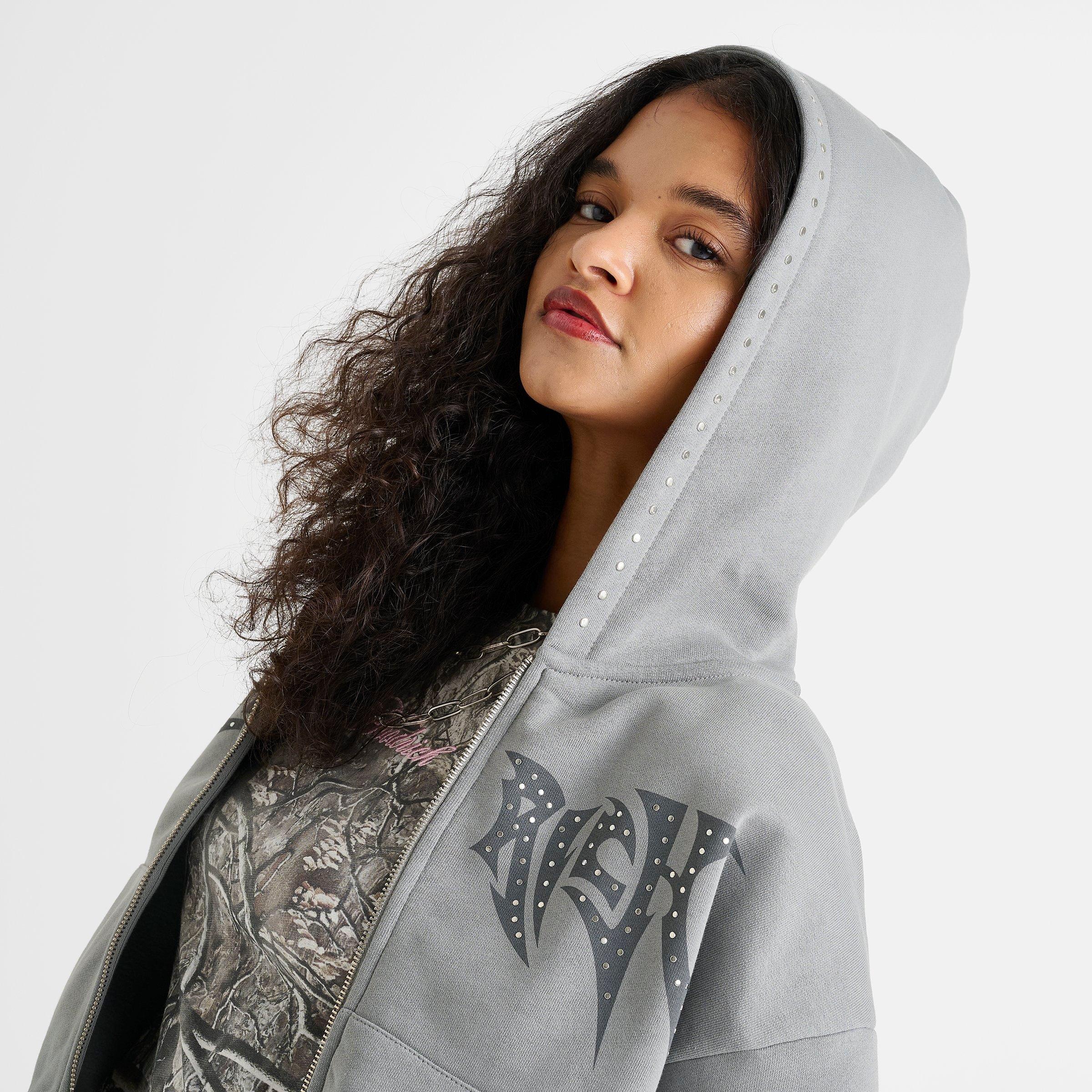Women's Hoodrich Aspen Studded Boxy Cropped Full-Zip Hoodie | JD