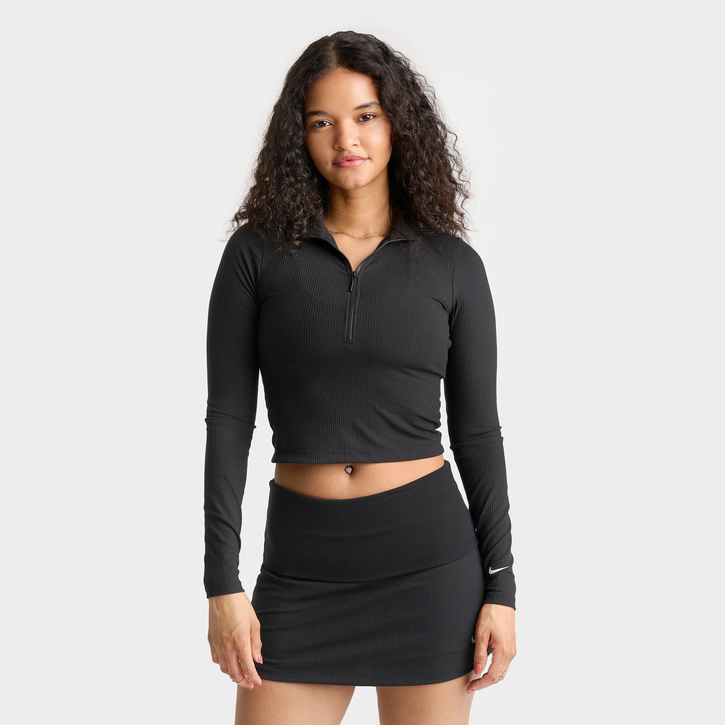 Women's Nike Sportswear Chill Knit Quarter-Zip Long-Sleeve Ribbed Top