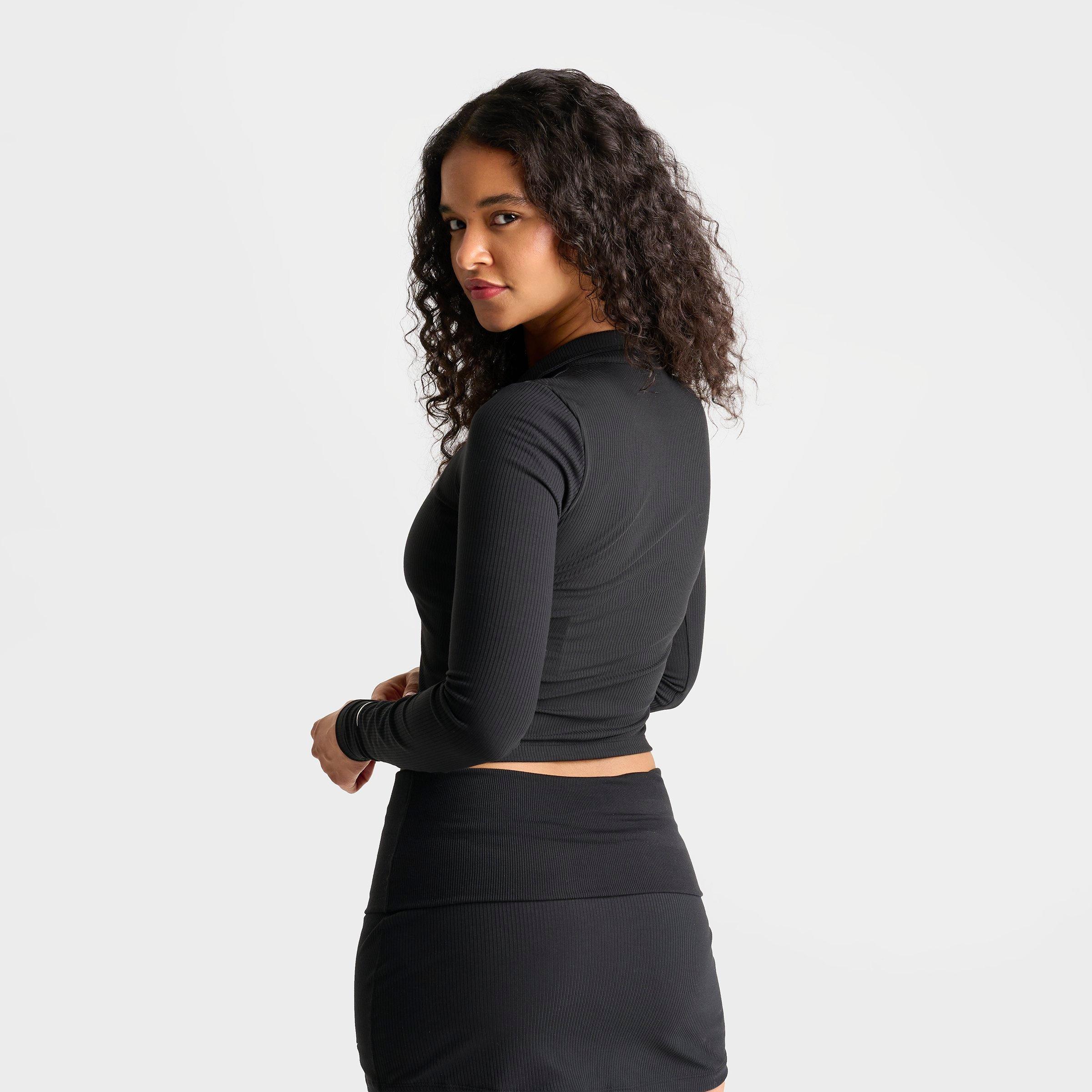 Women's Nike Sportswear Chill Knit Quarter-Zip Long-Sleeve Ribbed Top
